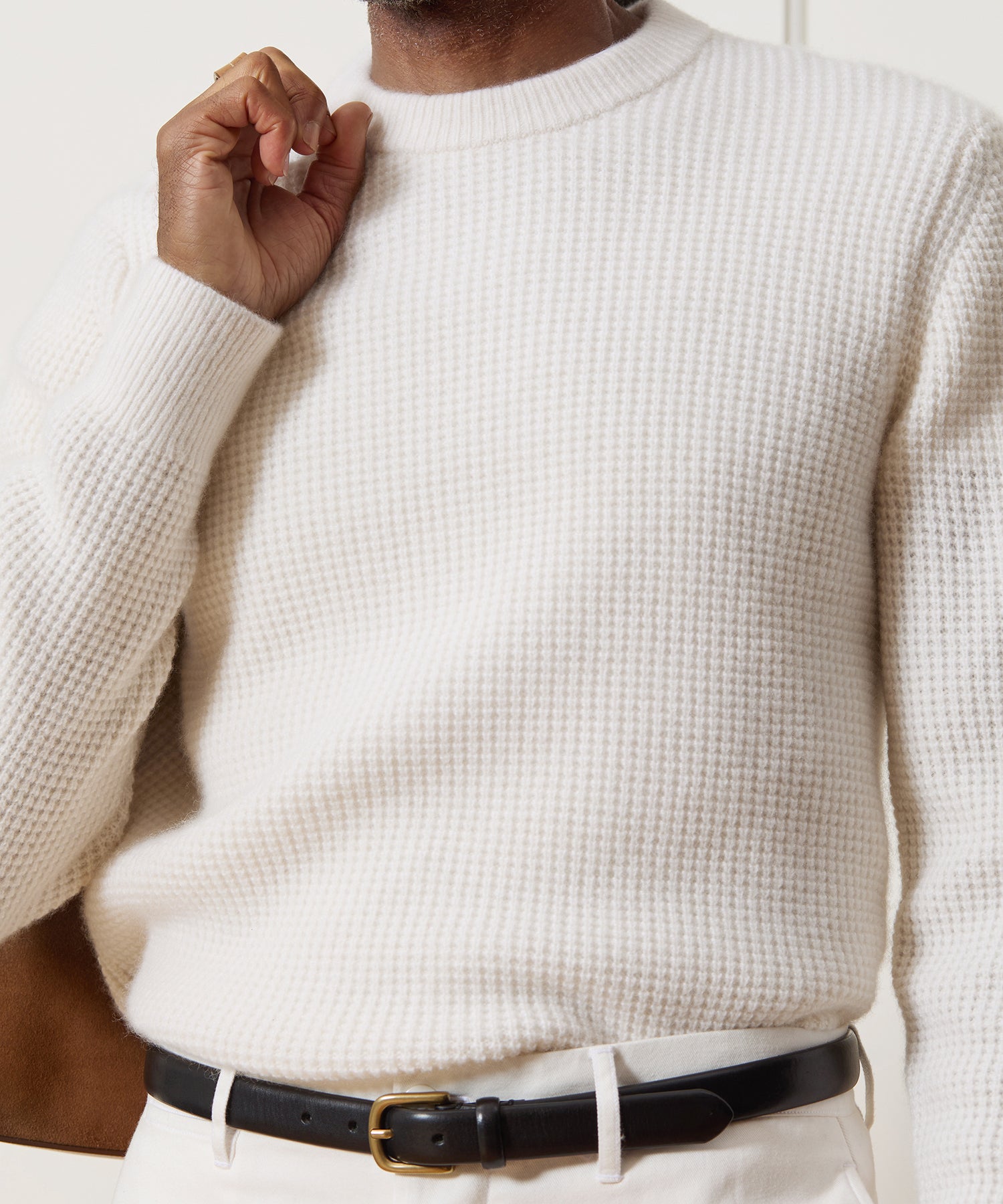 Waffle Cashmere Crewneck Sweater - Image 4