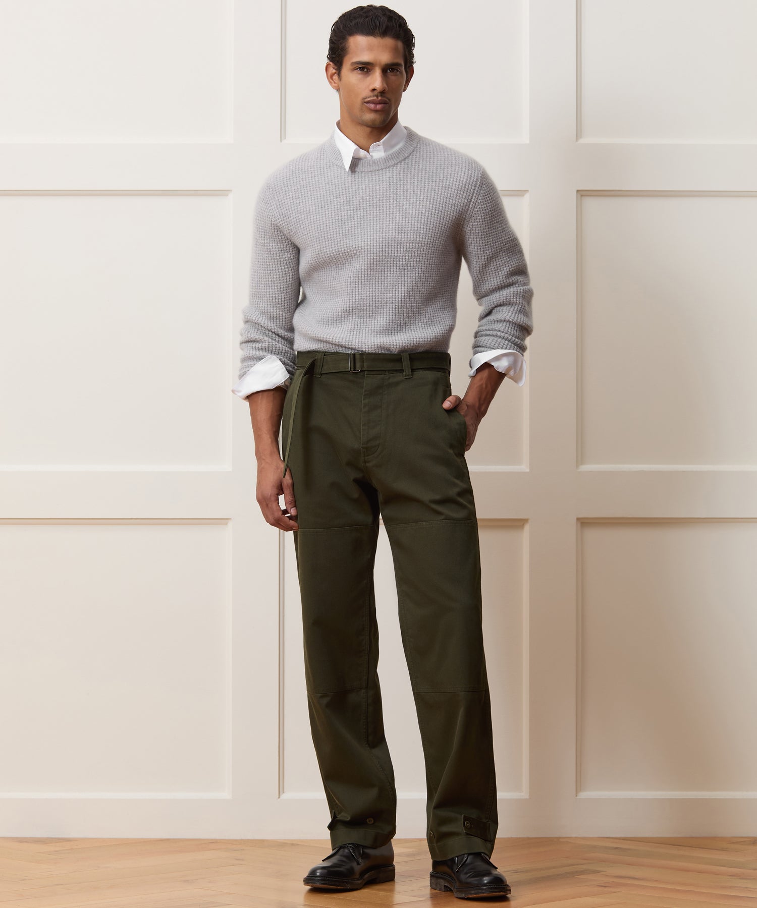 Waffle Cashmere Crewneck Sweater - Image 3