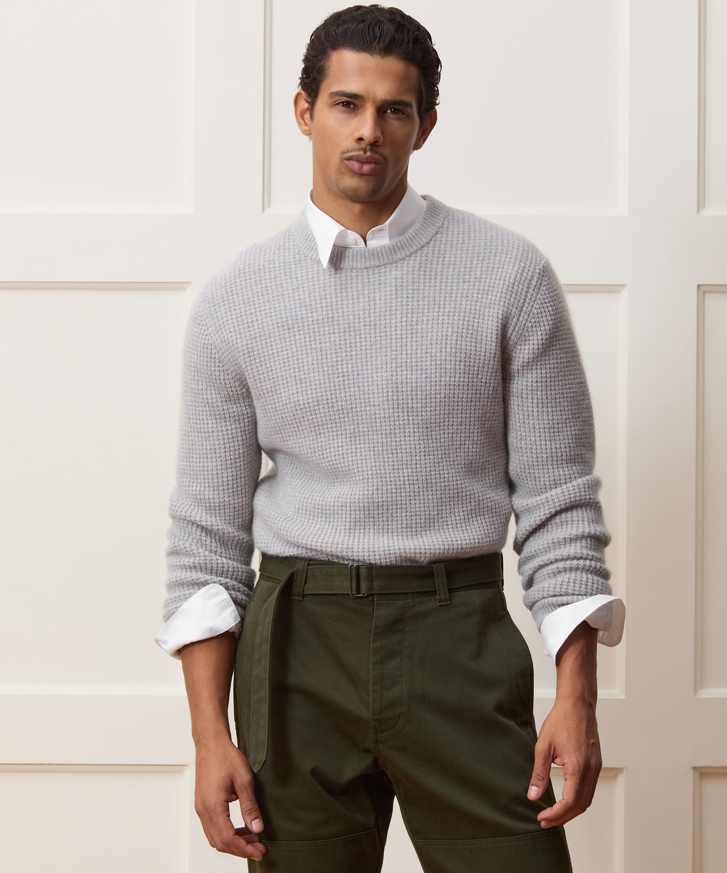 Waffle Cashmere Crewneck Sweater - Image 2
