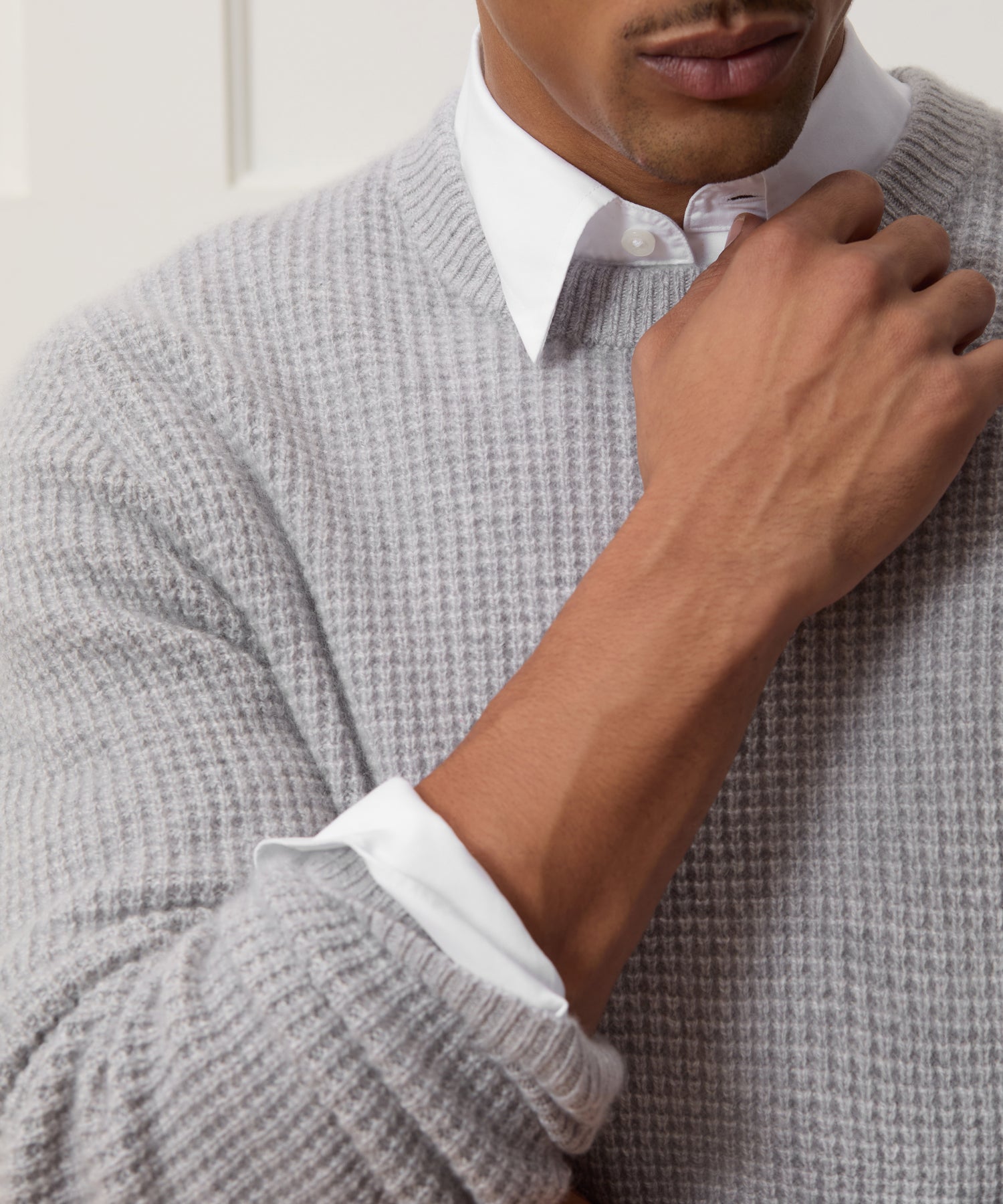 Waffle Cashmere Crewneck Sweater - Image 4