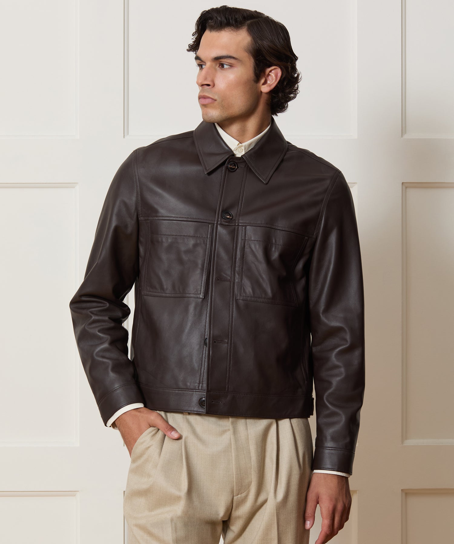 Boxy Italian Leather Jacket - Image 2