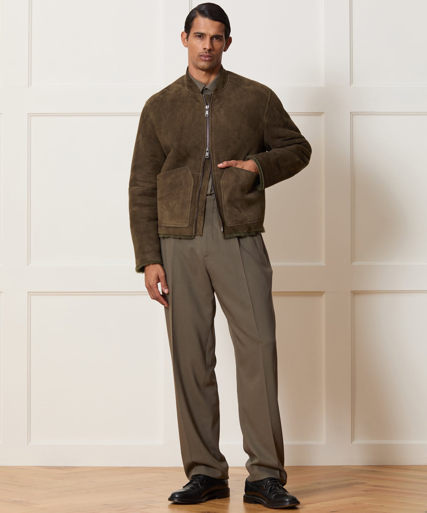 Italian Shearling Aviator Jacket - Image 3
