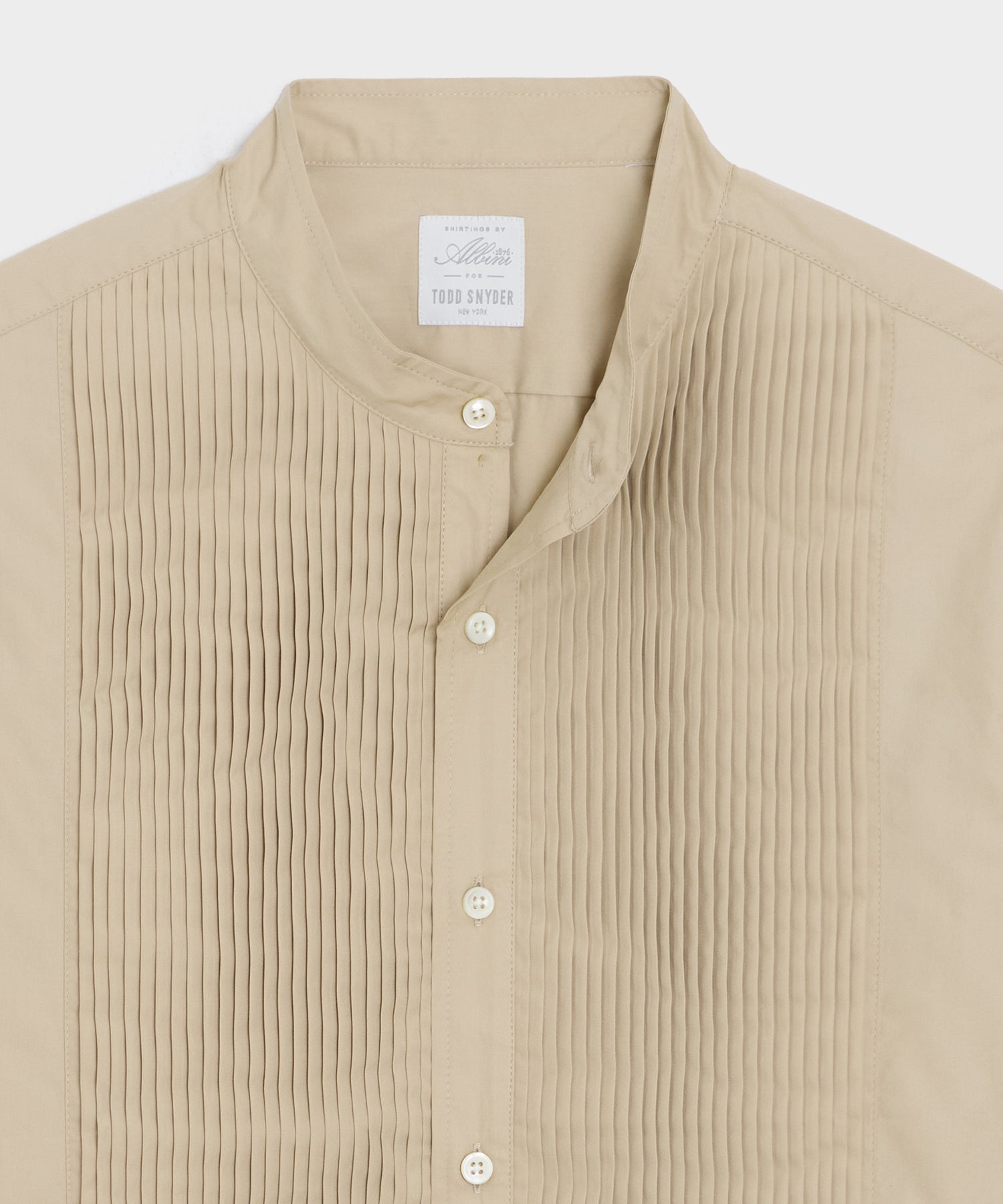 Italian Band Collar Popover Tuxedo Shirt - Image 6