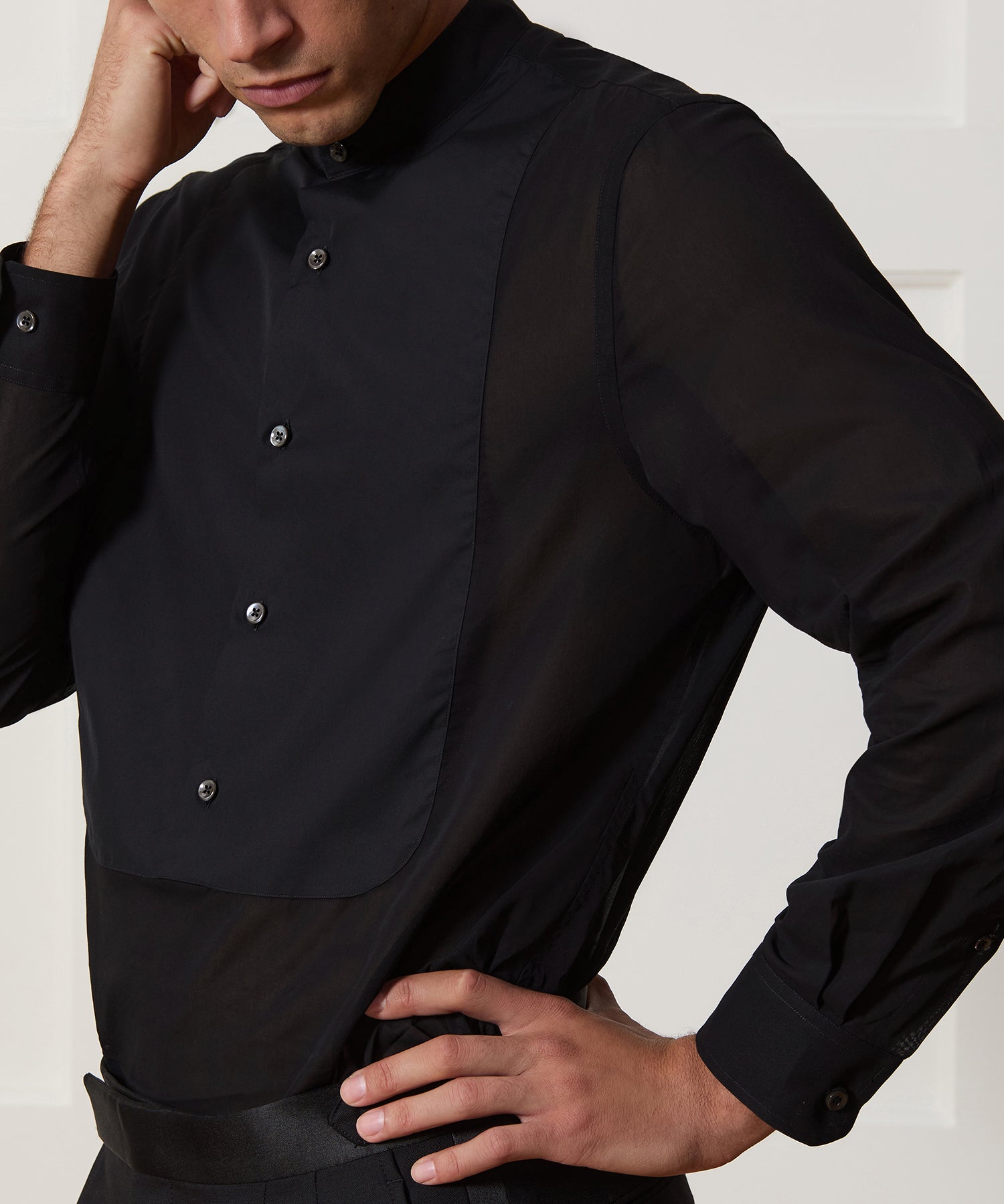 Lightweight Italian Cotton Popover Tuxedo Shirt - Image 4
