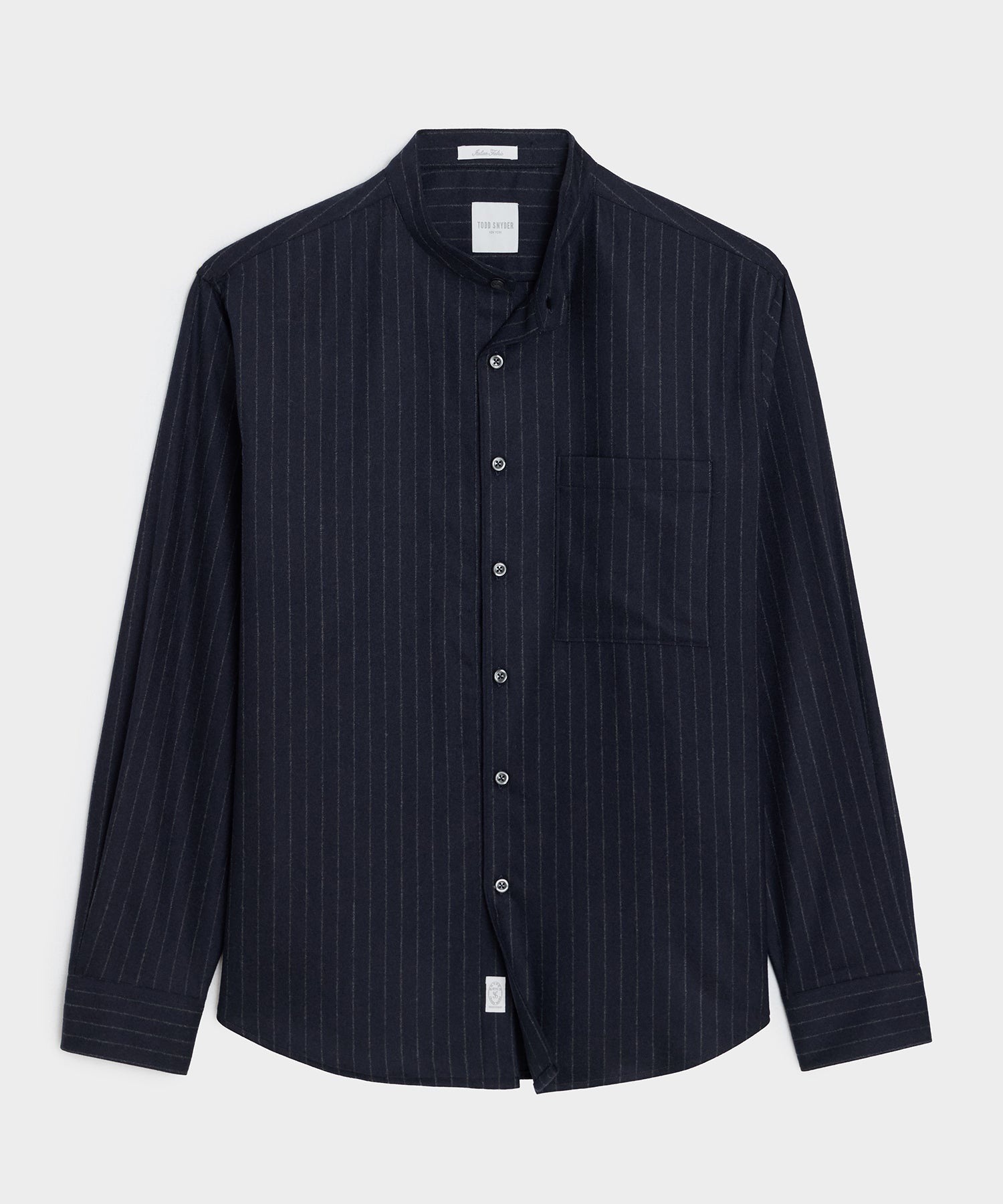 Italian Wool-Cashmere Band Collar Shirt