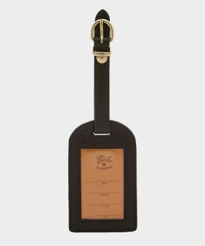 Il Bisonte Leather Luggage Tag in Black