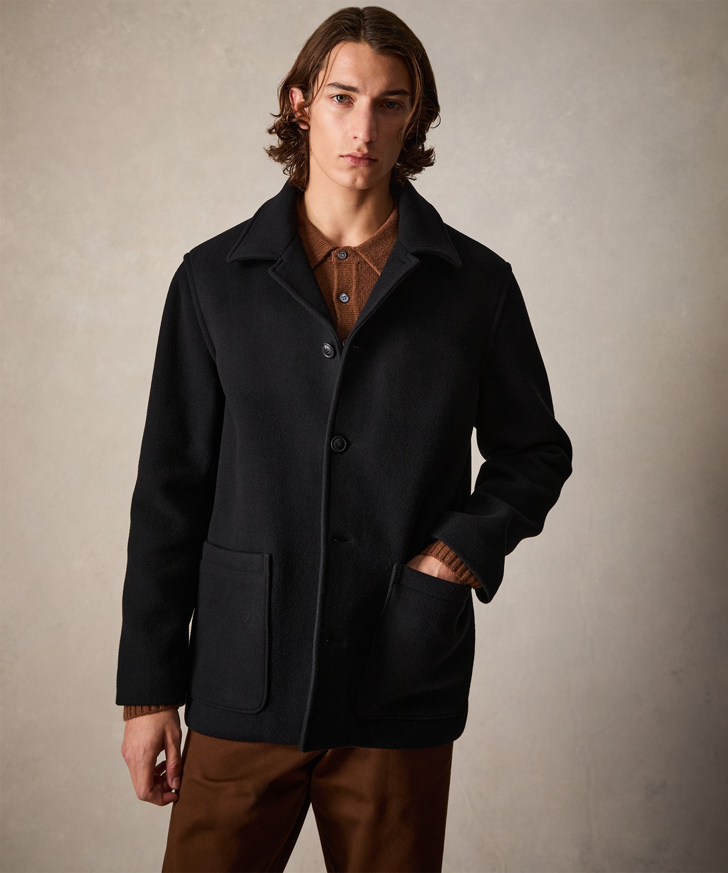 Wool Cashmere Cafe Jacket in Black - Image 2