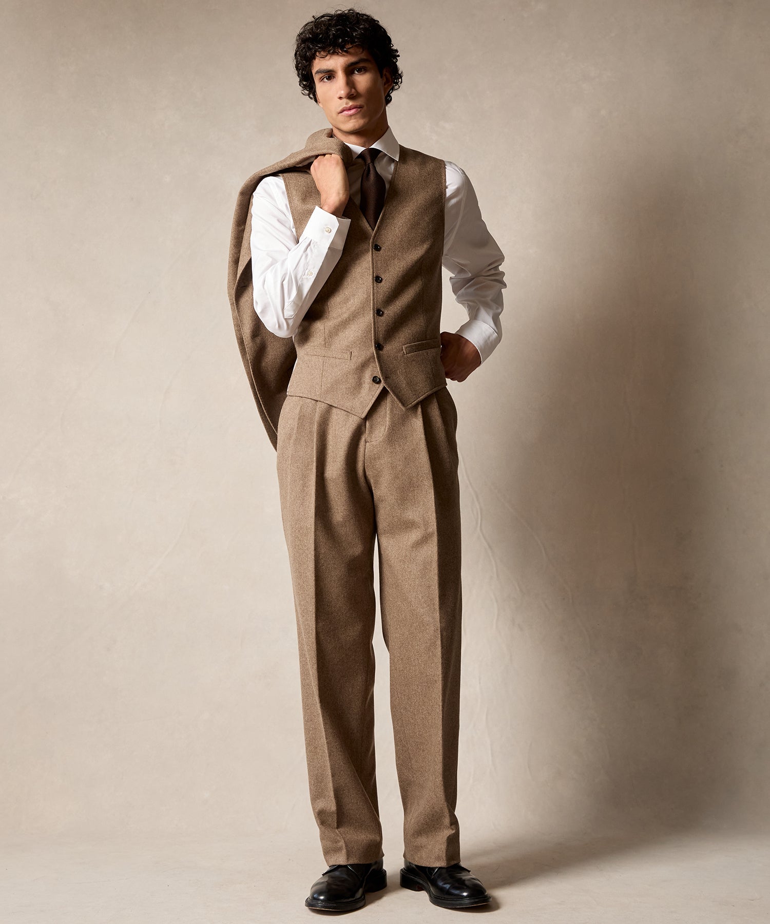 Italian Flannel Vest in Chestnut - Image 3