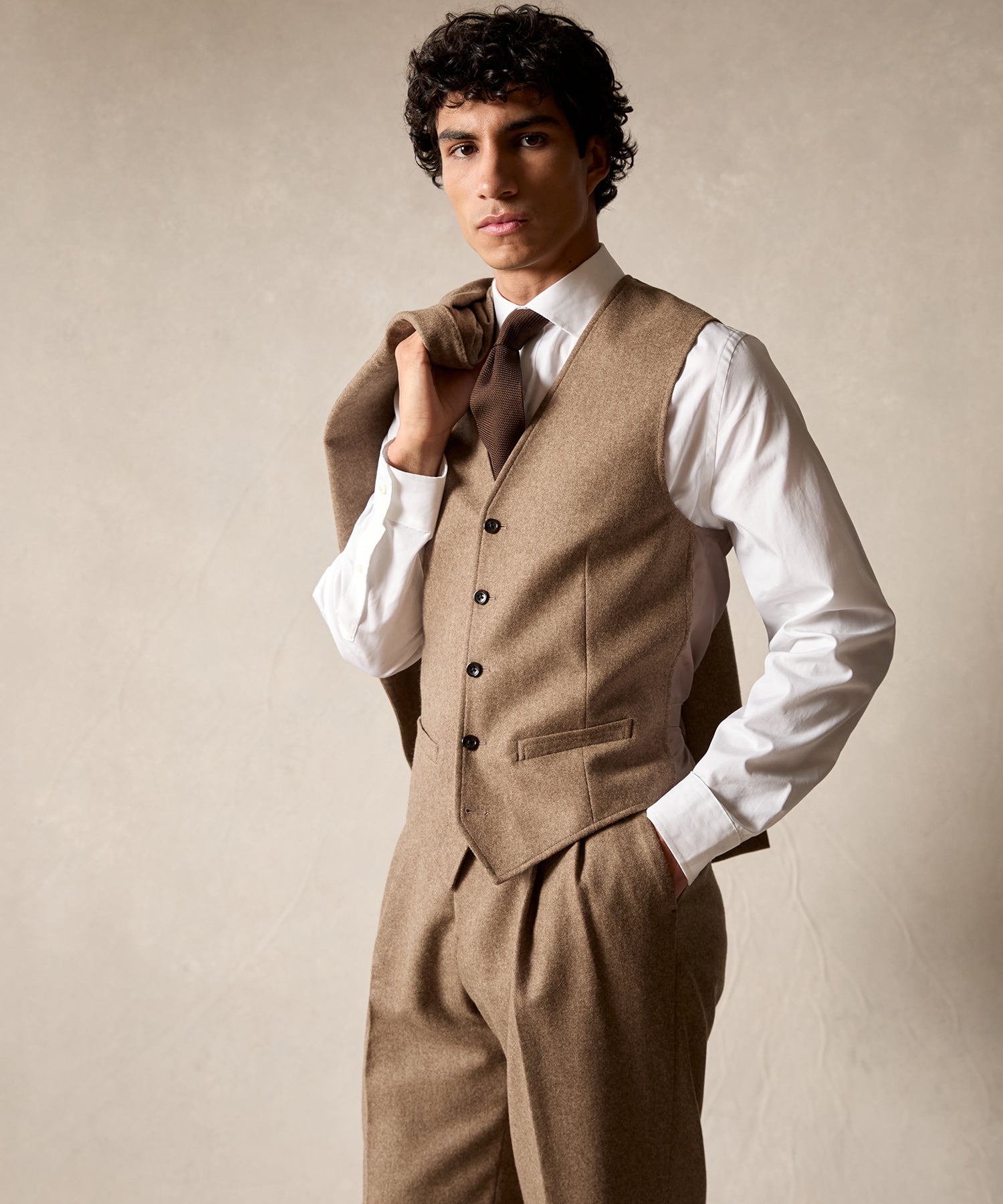 Italian Flannel Vest in Chestnut - Image 2