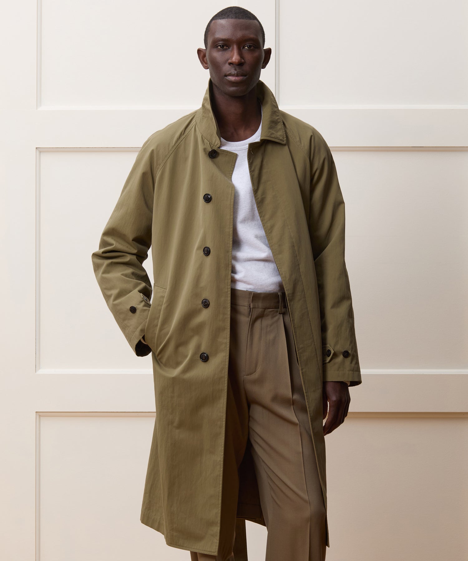 Italian Belted Balmacaan Trench Coat - Image 4