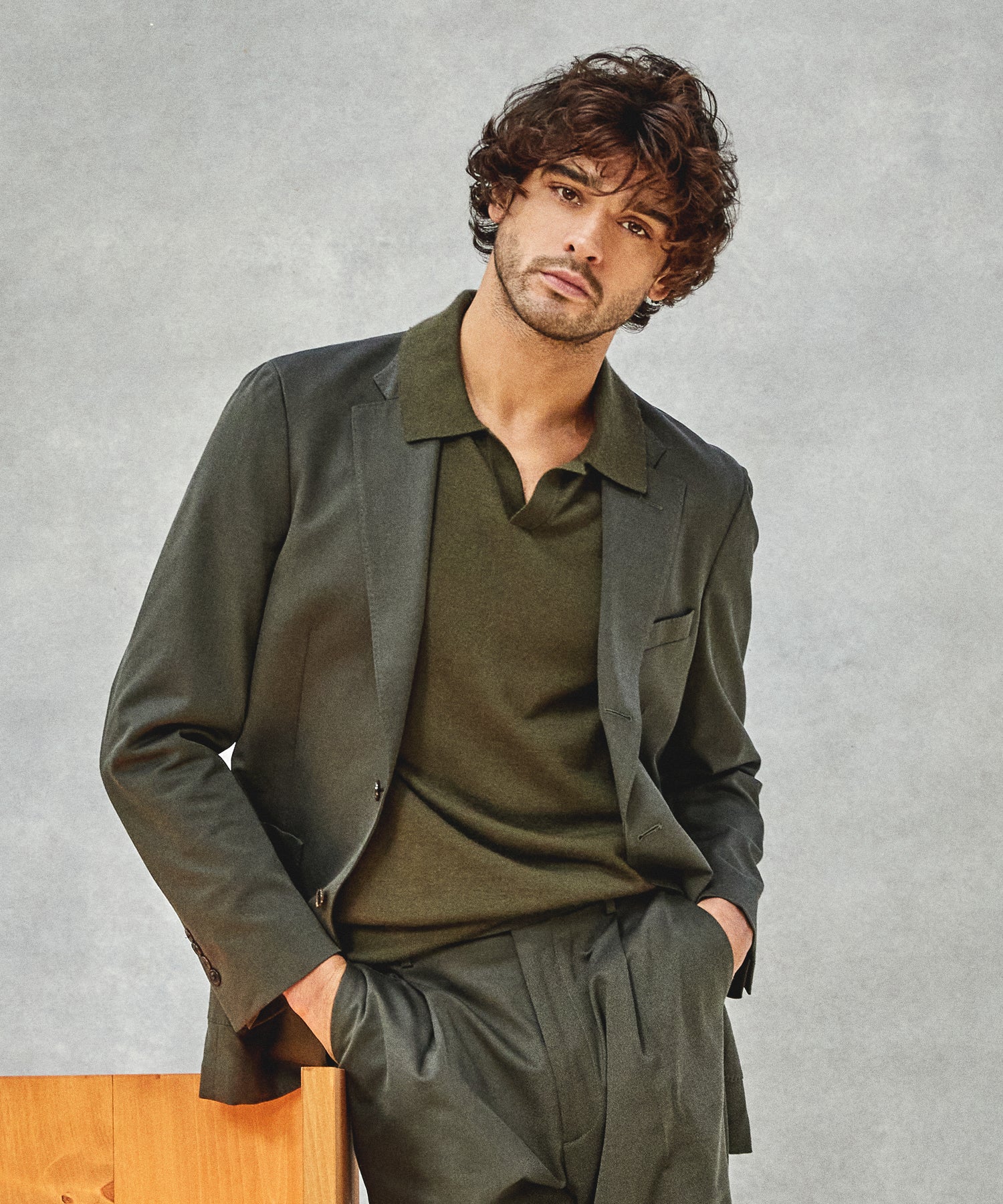 Premium Cashmere Montauk Polo in Snyder Olive - Image 3