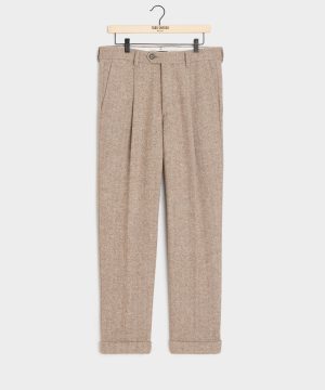 Italian Donegal Madison Trouser in Tan Herringbone