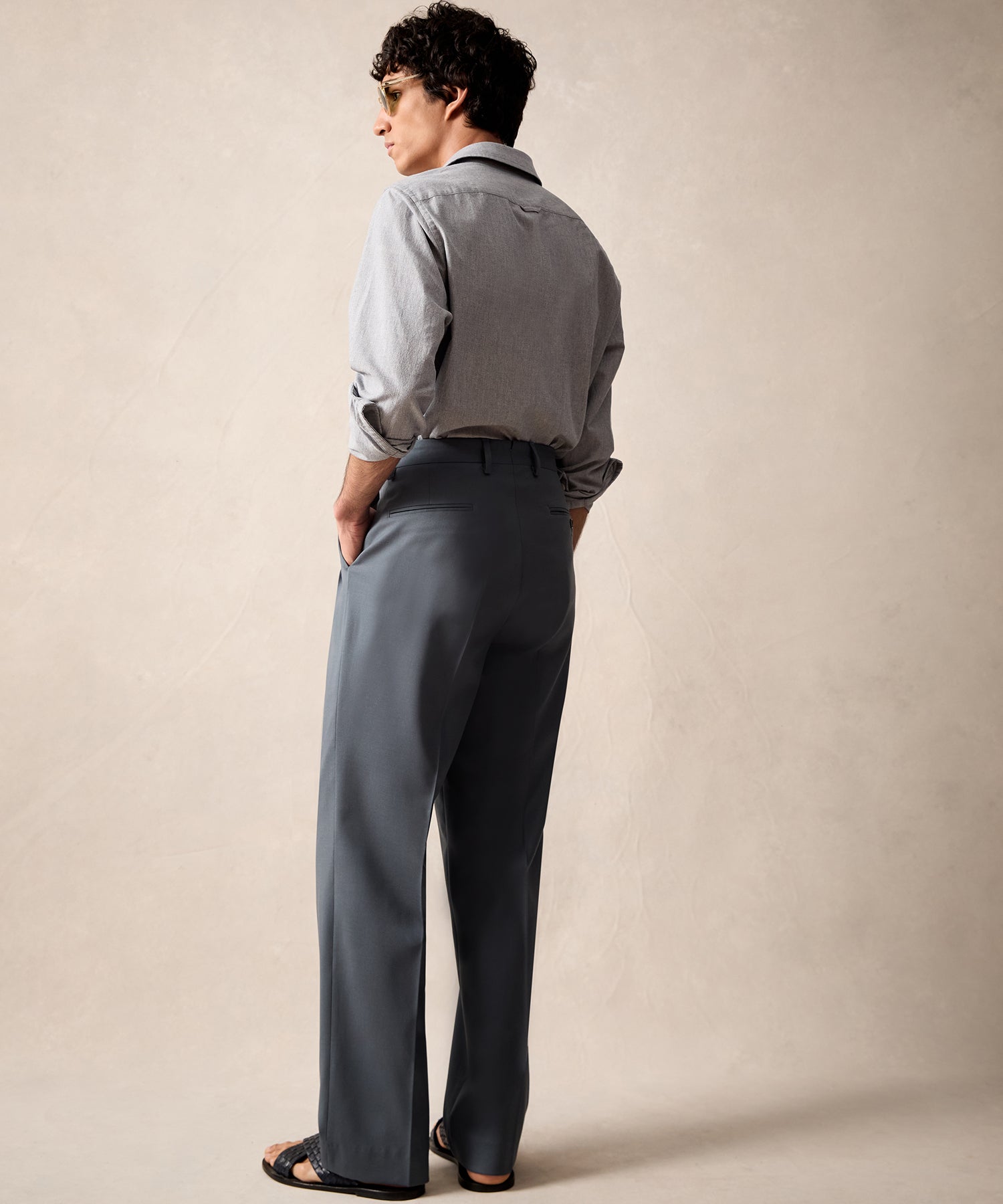 Italian Gabardine Wythe Trouser in Steel Blue - Image 7