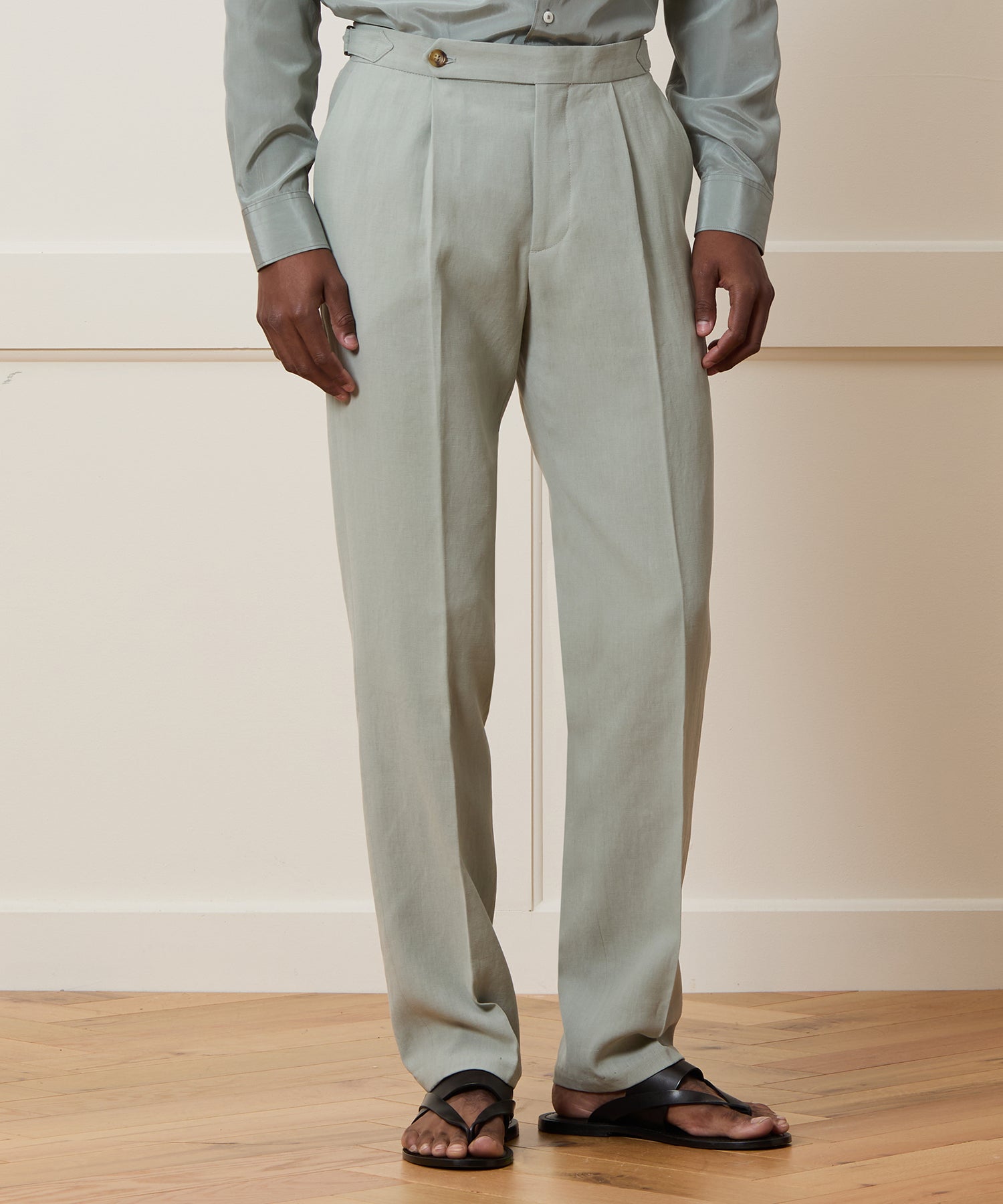 Italian Sueded Linen Side Tab Trouser - Image 2
