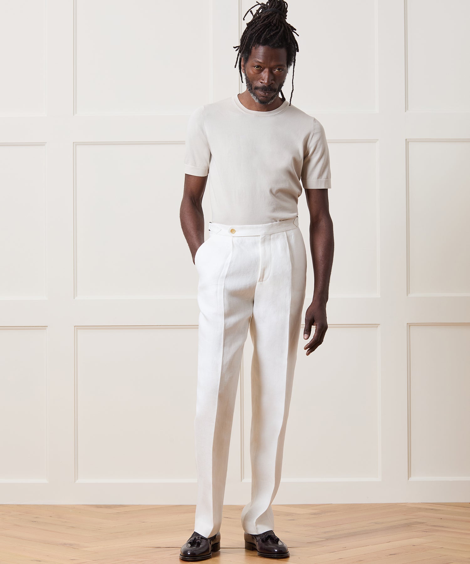 Italian Linen Side Tab Trouser - Image 3