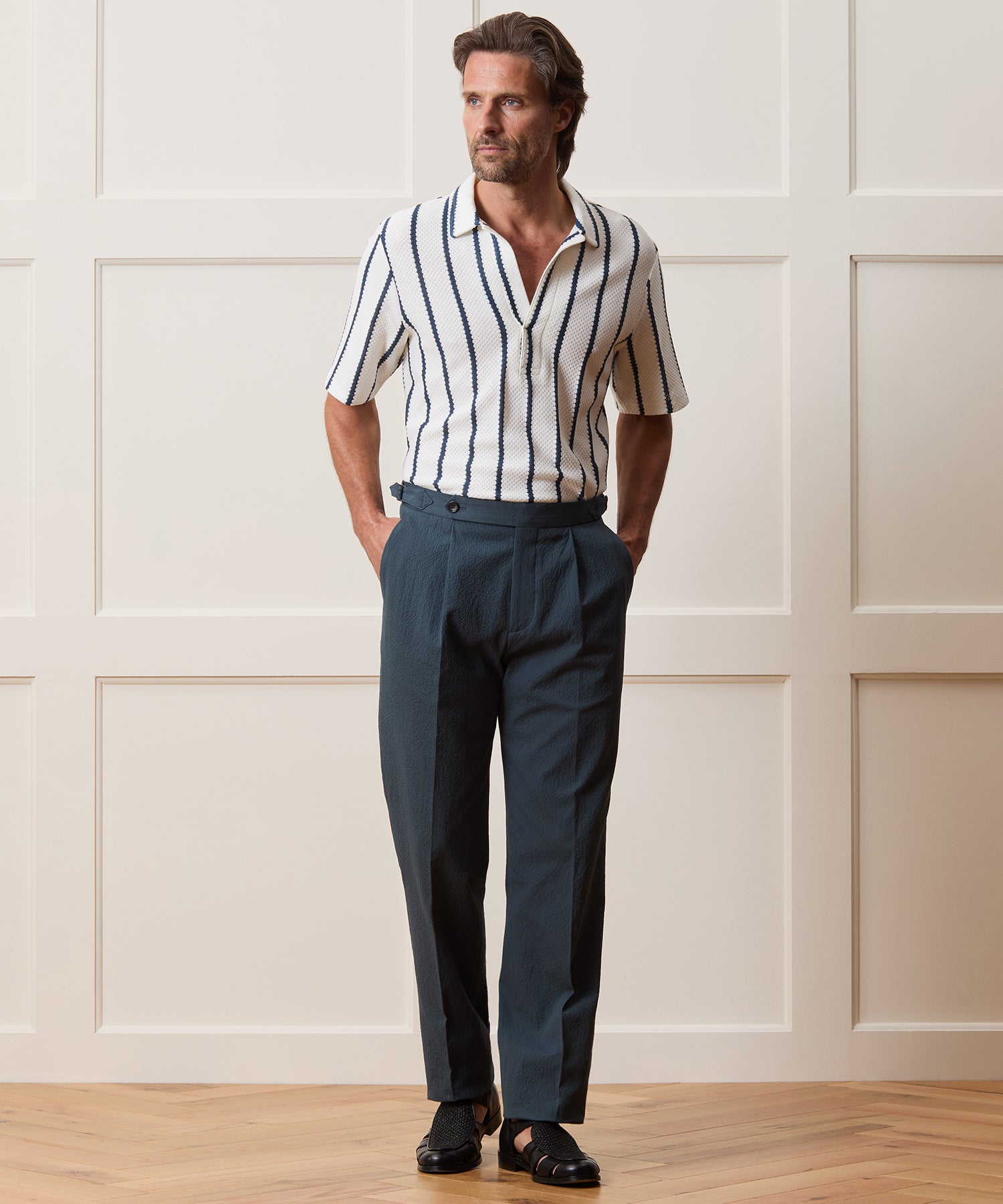 Italian Seersucker Side Tab Trouser - Image 4
