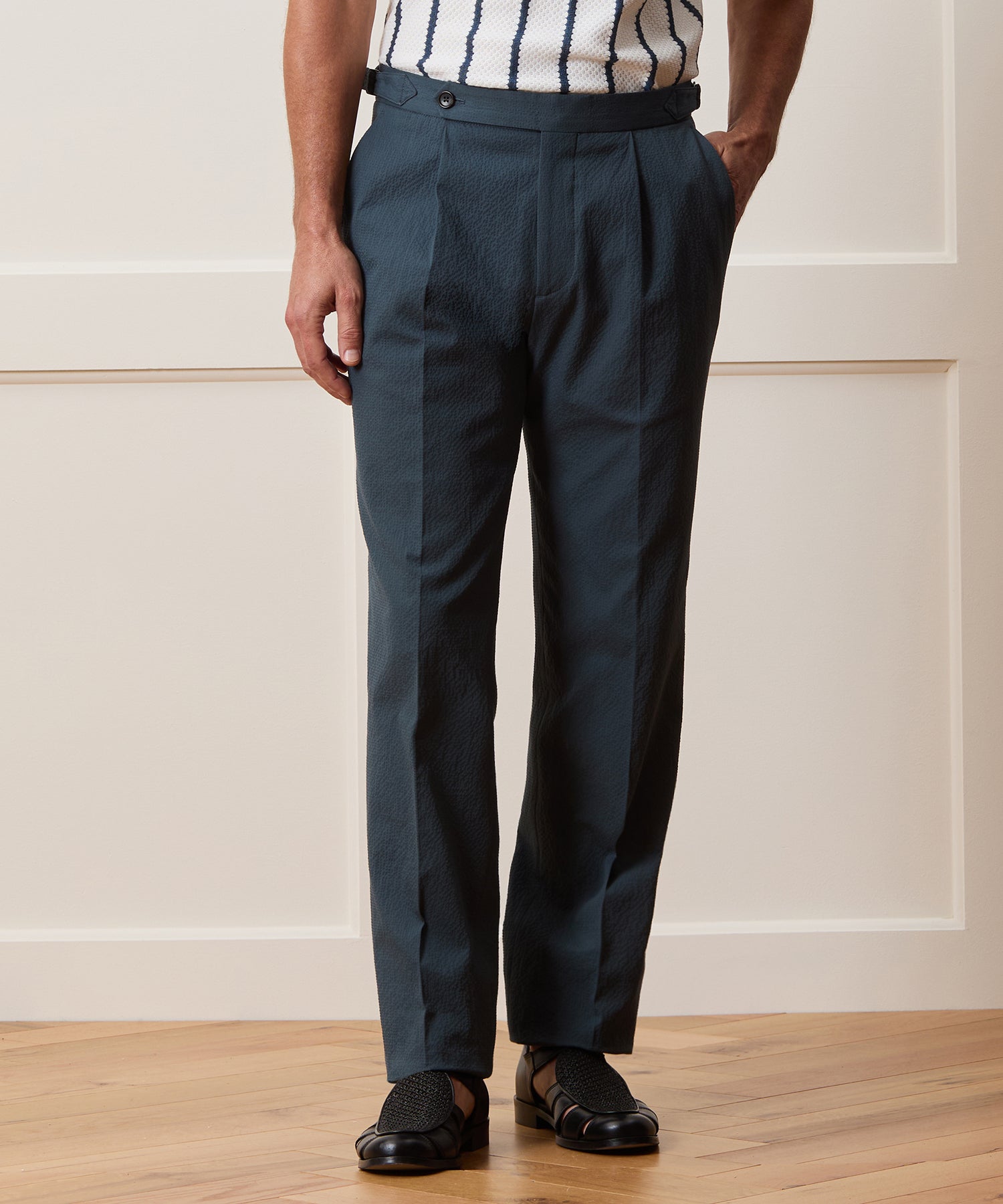 Italian Seersucker Side Tab Trouser - Image 2