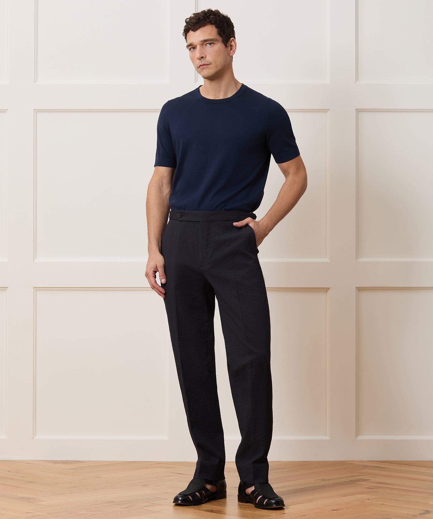 Italian Seersucker Side Tab Trouser - Image 4
