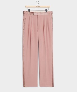 Relaxed Italian Sueded Linen Tuxedo Trouser