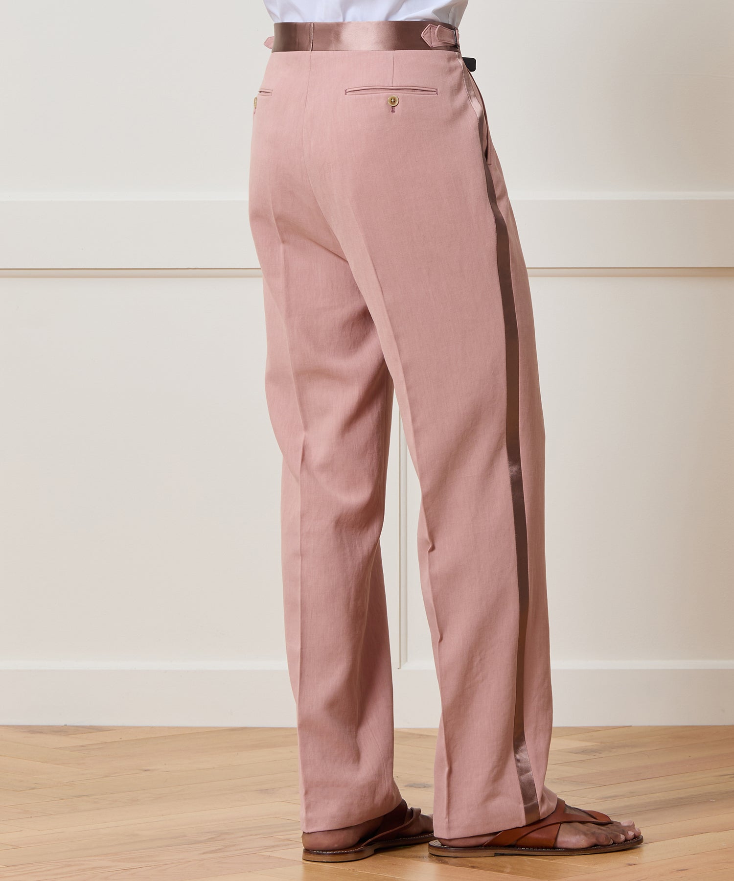 Relaxed Italian Sueded Linen Tuxedo Trouser - Image 4