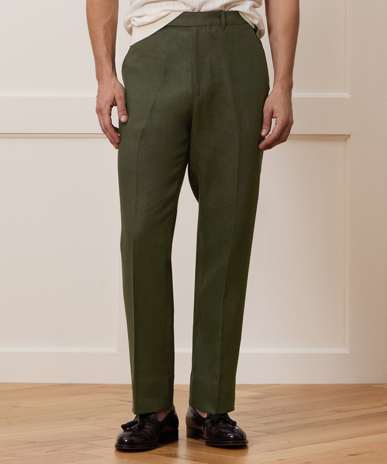 Straight Fit Linen Tab Trouser - Image 2