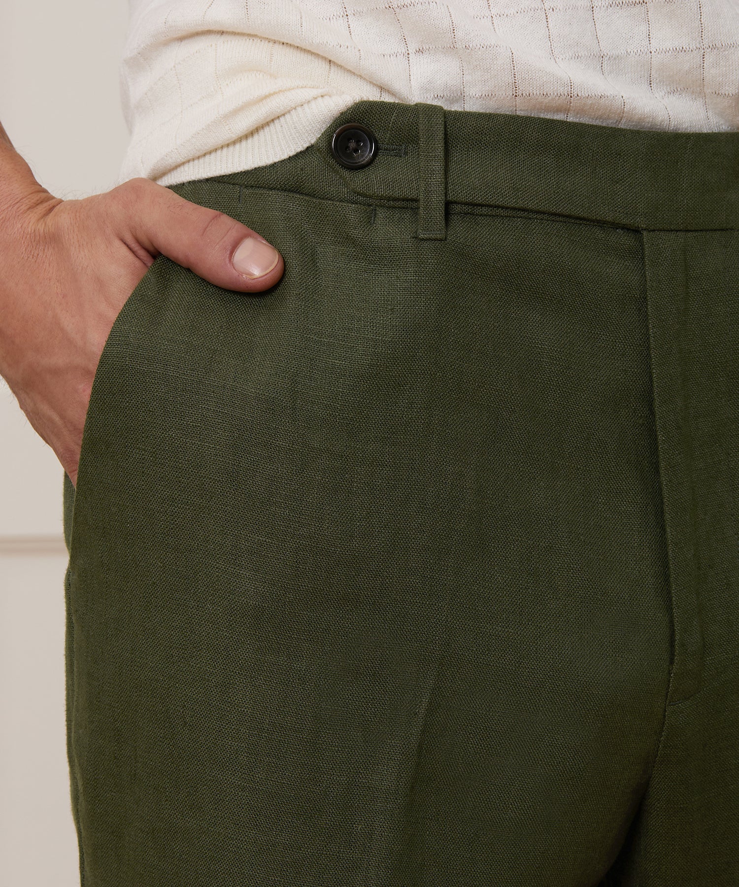 Straight Fit Linen Tab Trouser - Image 8