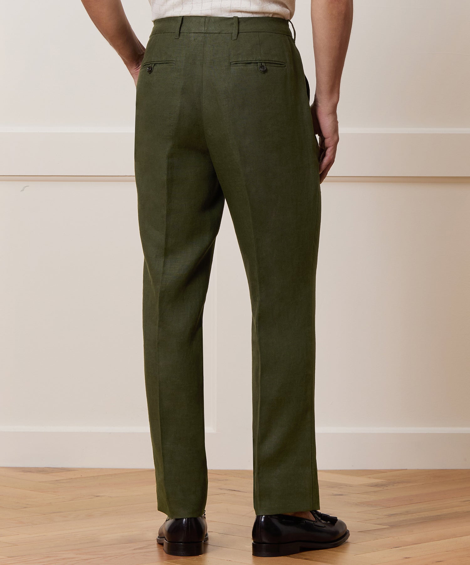 Straight Fit Linen Tab Trouser - Image 7