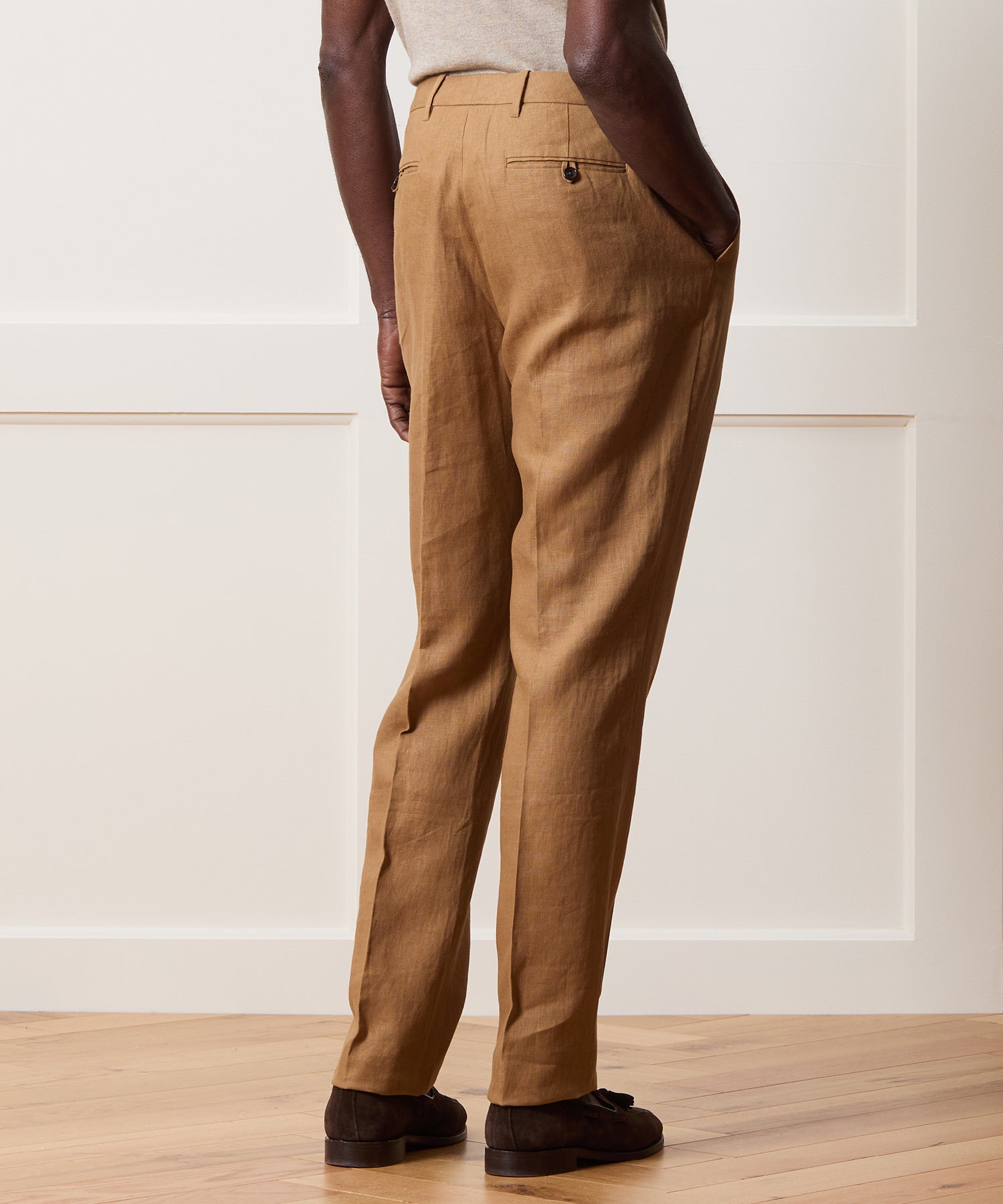 Straight Fit Linen Tab Trouser - Image 5