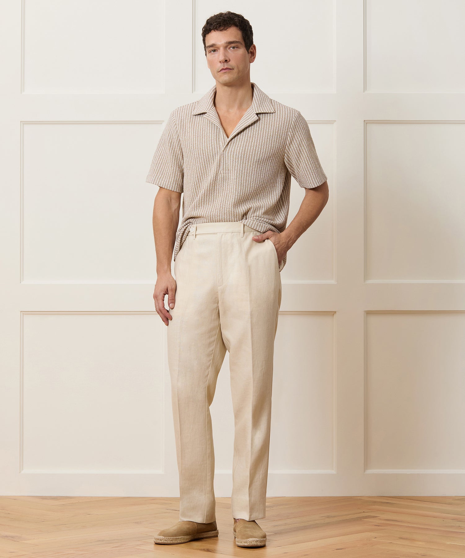 Straight Fit Linen Tab Trouser - Image 4