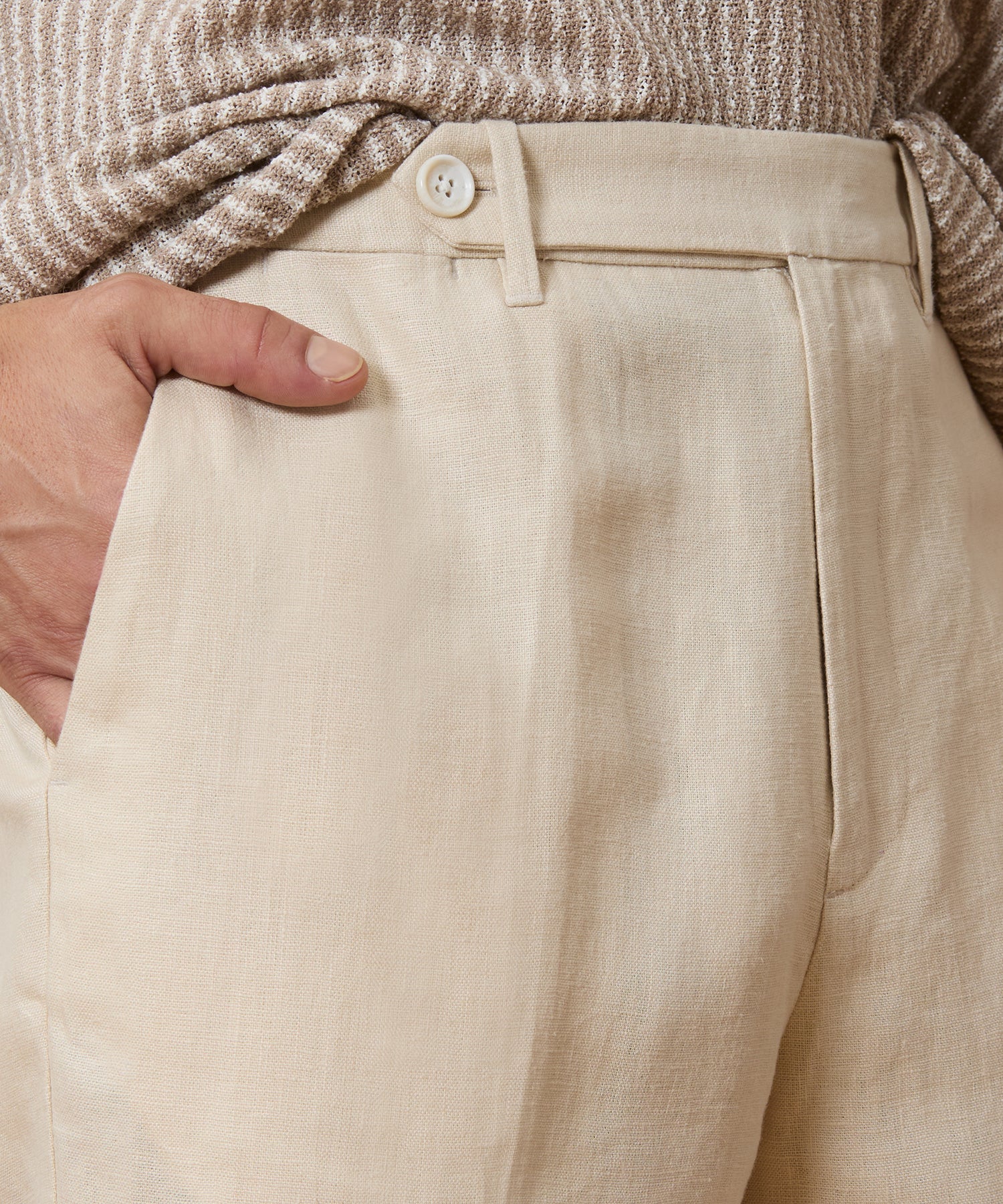 Straight Fit Linen Tab Trouser - Image 5