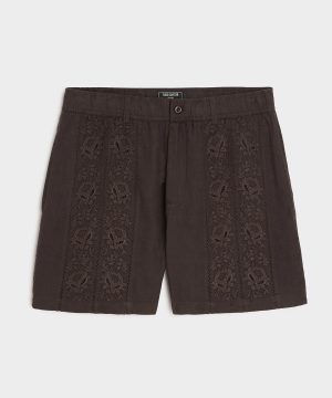 5 Embroidered Linen Beachcomber Short