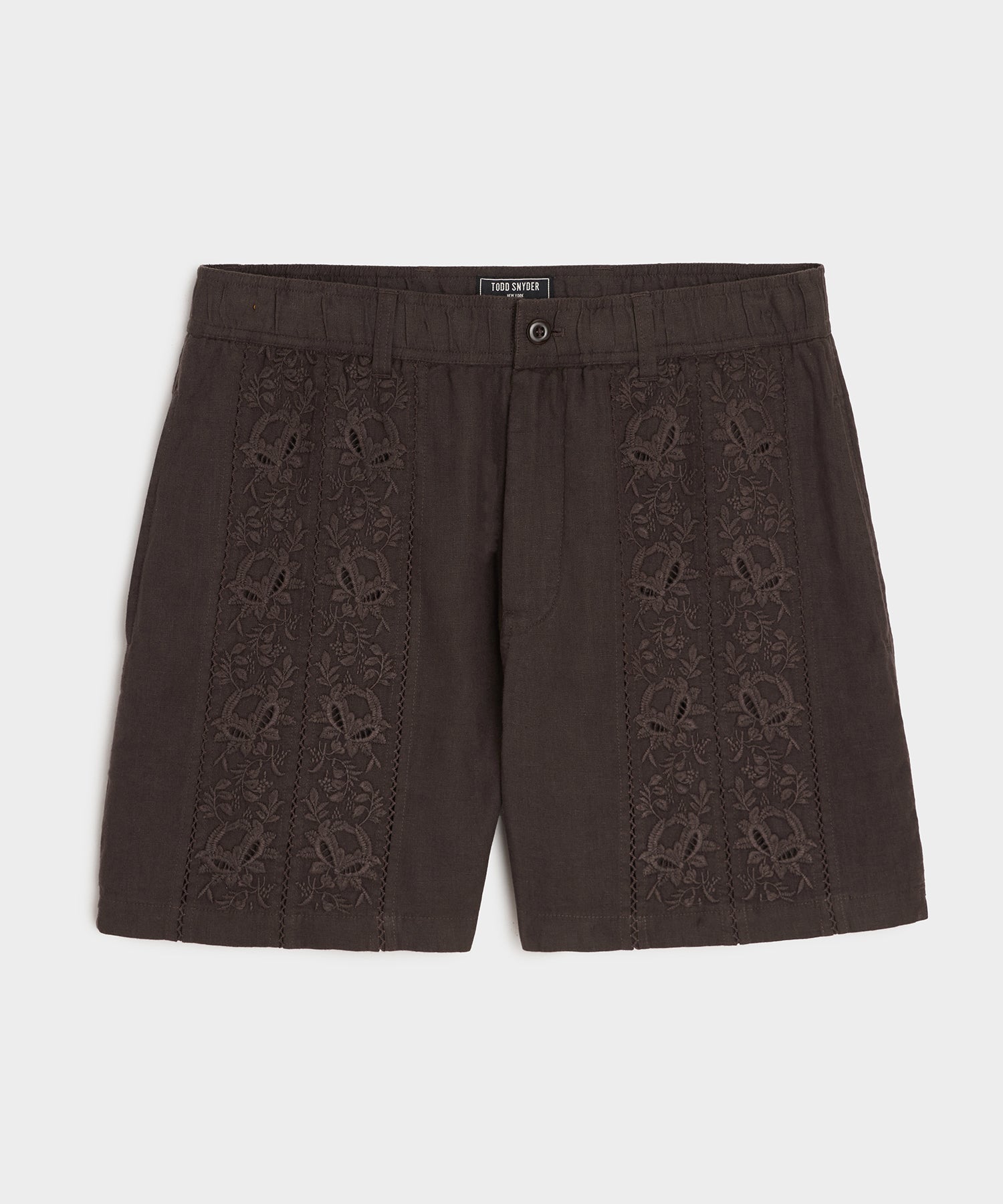 5 Embroidered Linen Beachcomber Short