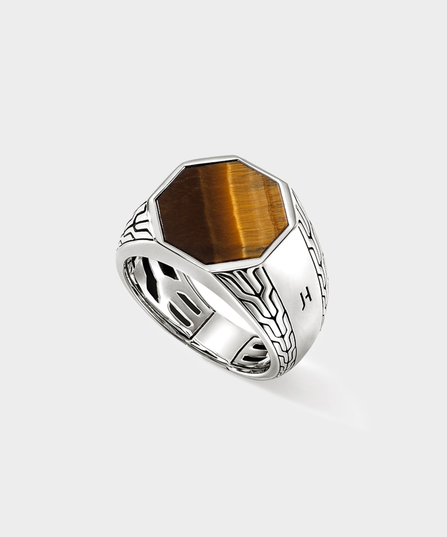 John Hardy Sterling Silver Octagon Signet Ring with Tiger Eye - Image 2