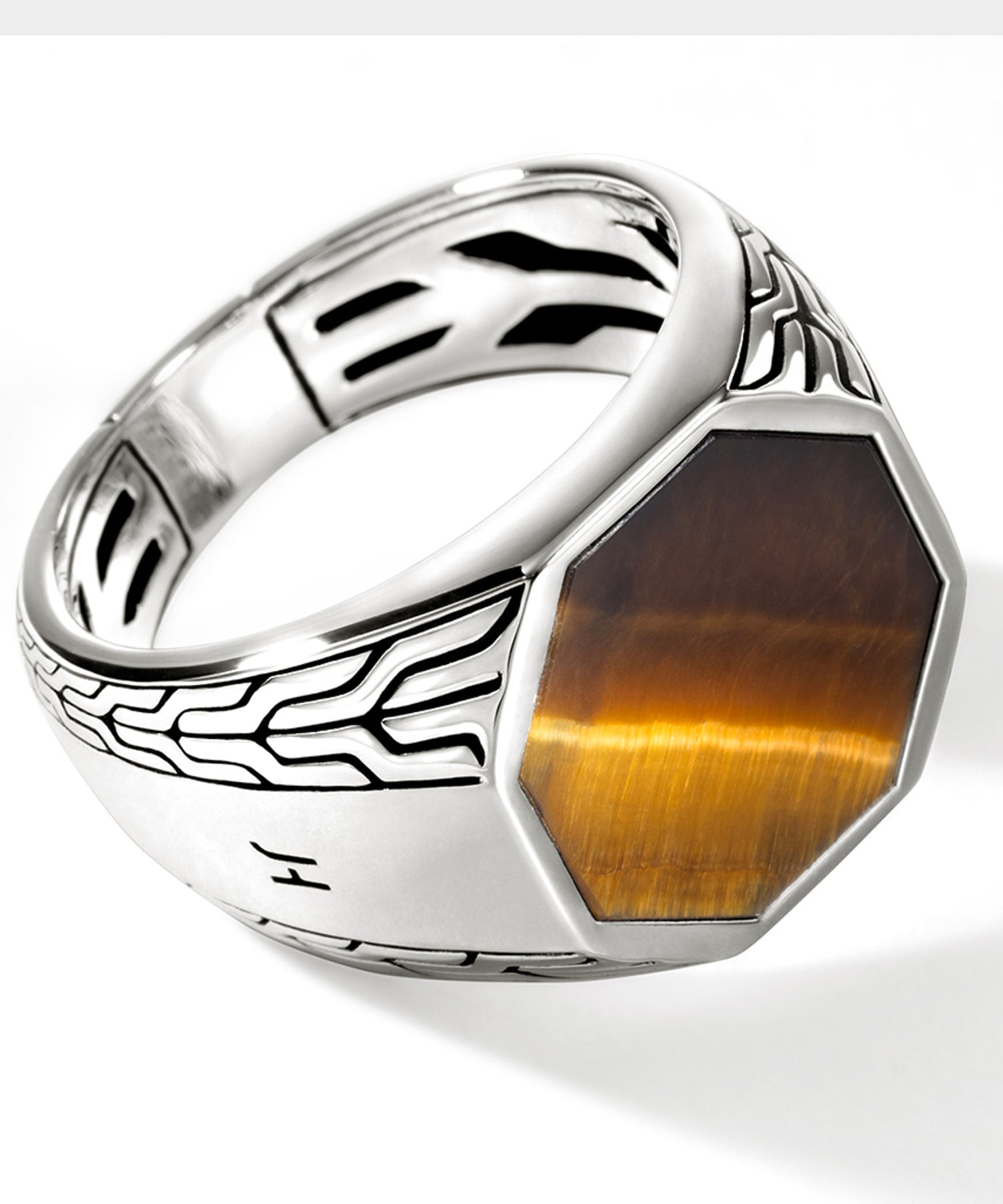 John Hardy Sterling Silver Octagon Signet Ring with Tiger Eye - Image 3