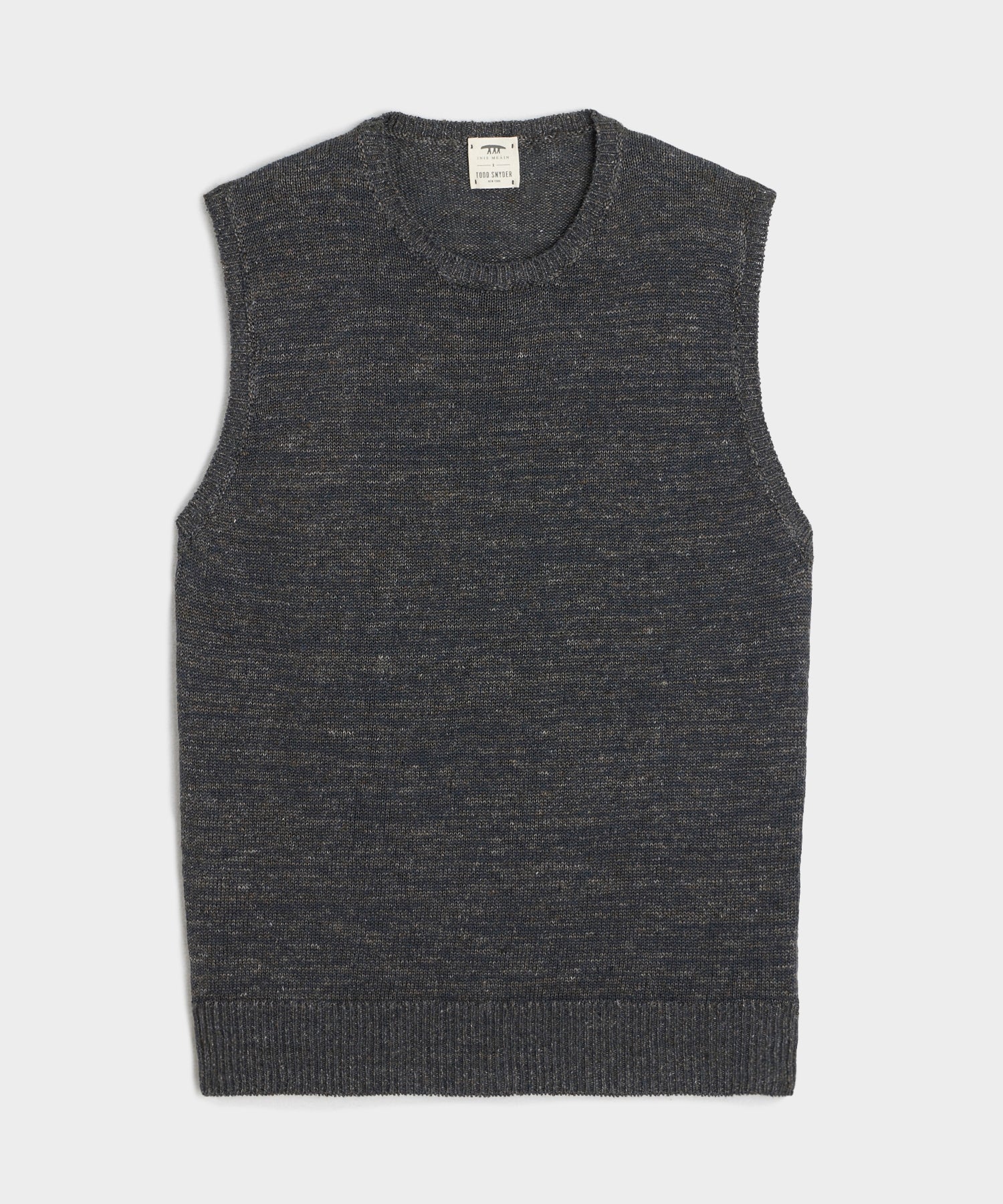 Inis Me??in Linen Crewneck Vest in Charcoal Marl