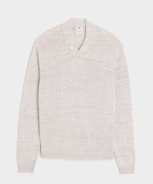 Inis Me??in Linen Hurler V-Neck Sweater in Silver Marl