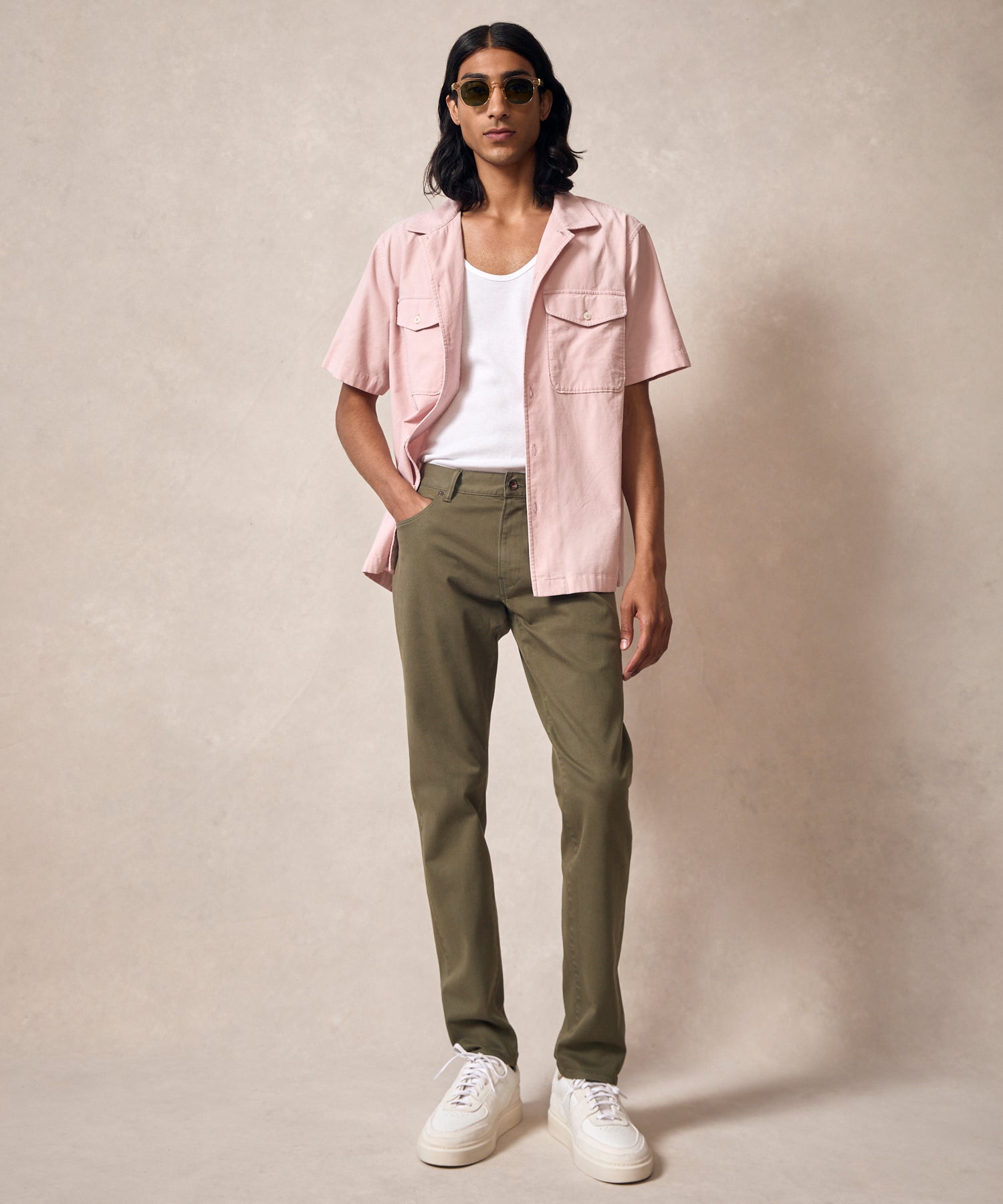 Corduroy Panama Shirt in Shell Pink - Image 5