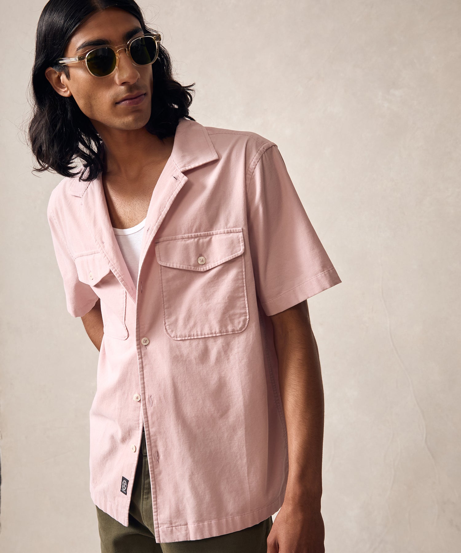 Corduroy Panama Shirt in Shell Pink - Image 2
