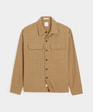 Italian Wool Field Shirt in Tan Check