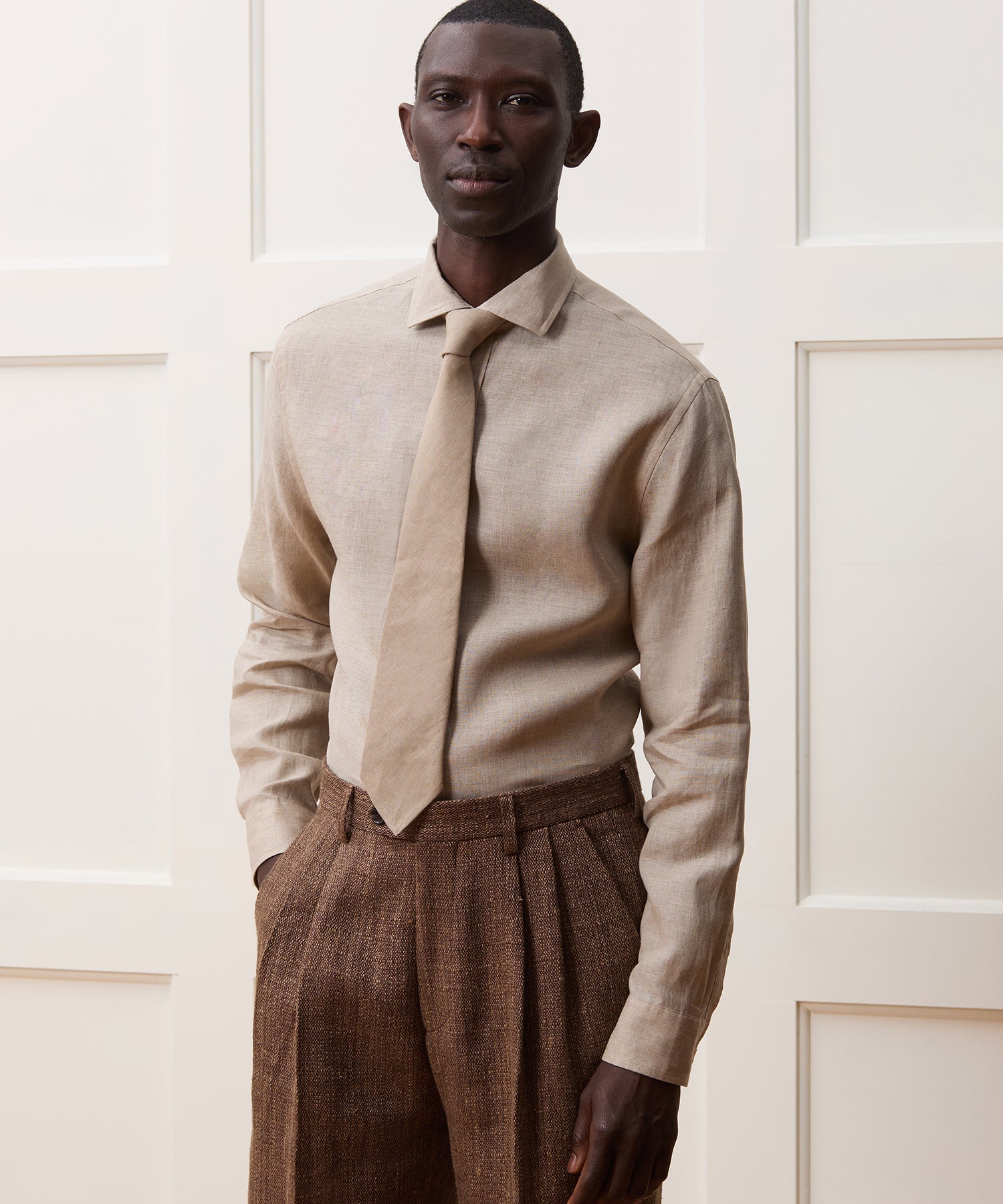 Italian Linen Spread Collar Dress Shirt - Image 2