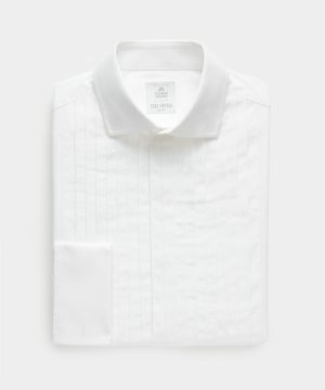 Italian Cotton Wide Pleat Spread Collar Tuxedo Shirt