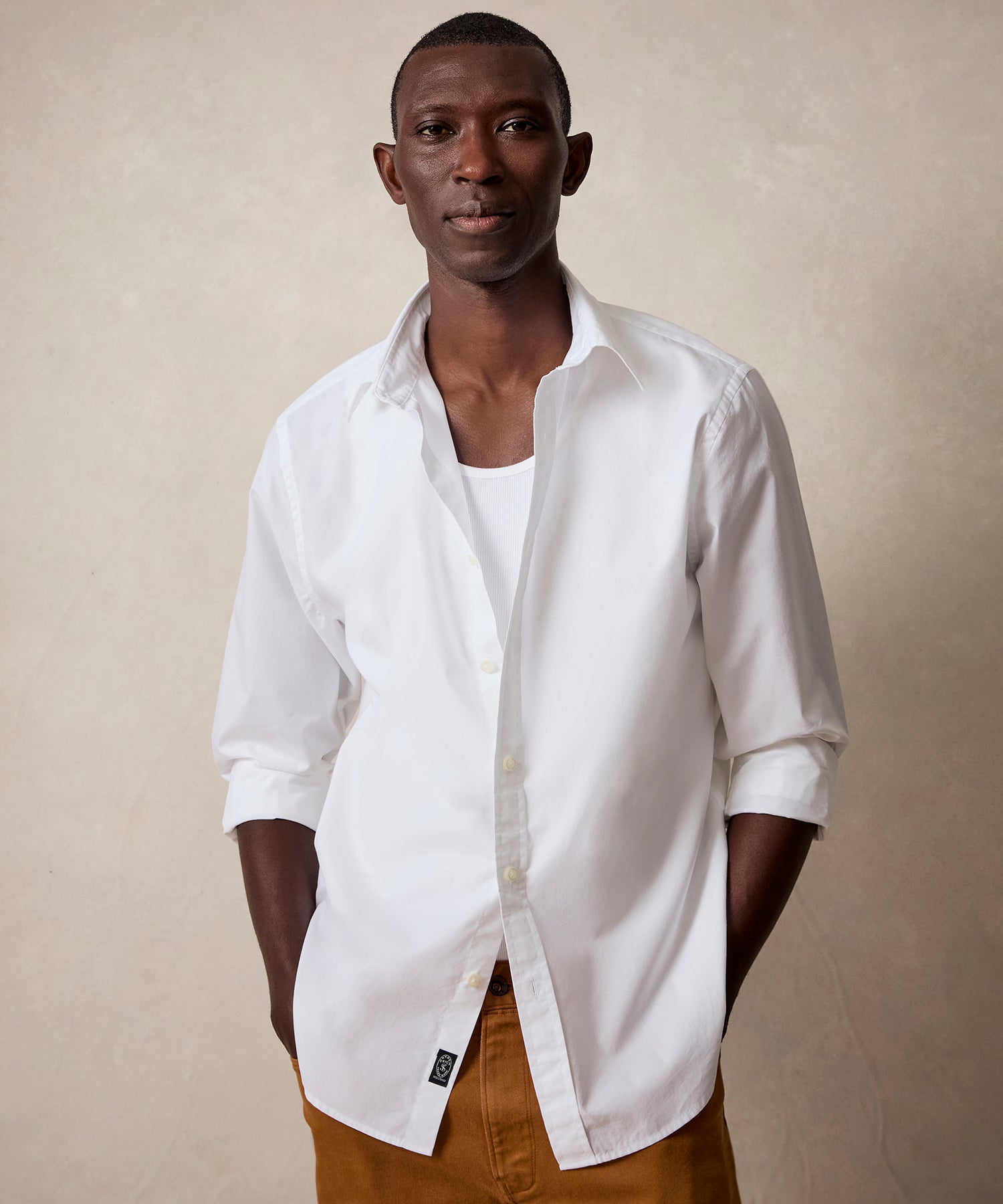 Slim Fit Cotton Poplin Point Collar Shirt - Image 2