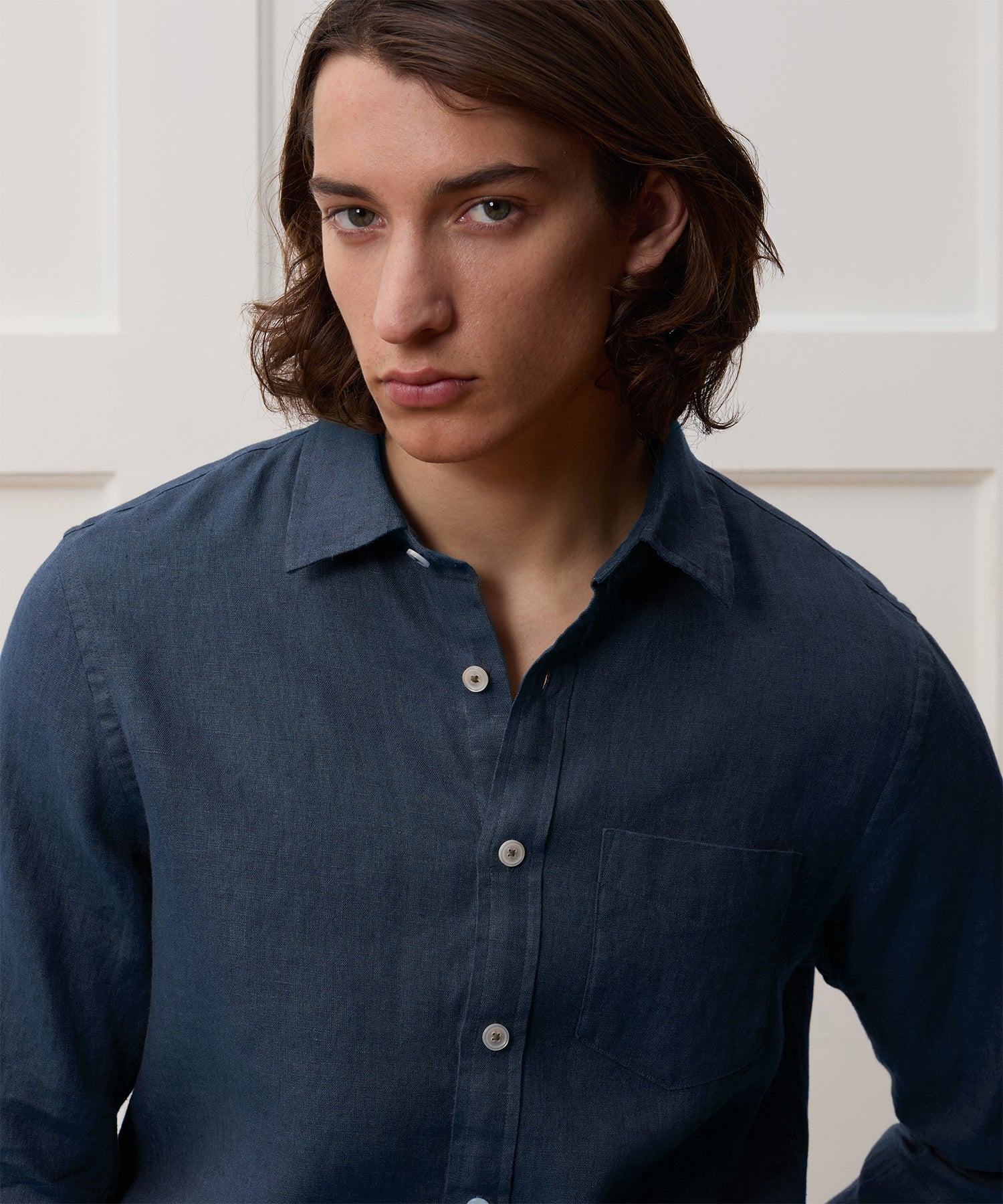 Slim Sea Soft Irish Linen Point Collar Shirt - Image 4