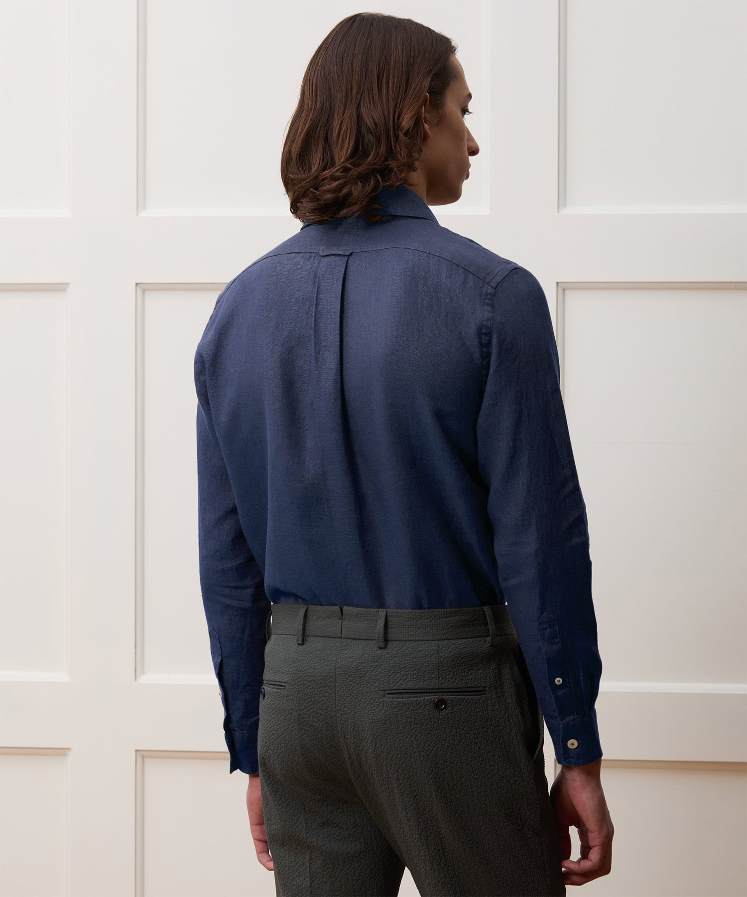Slim Sea Soft Irish Linen Point Collar Shirt - Image 5