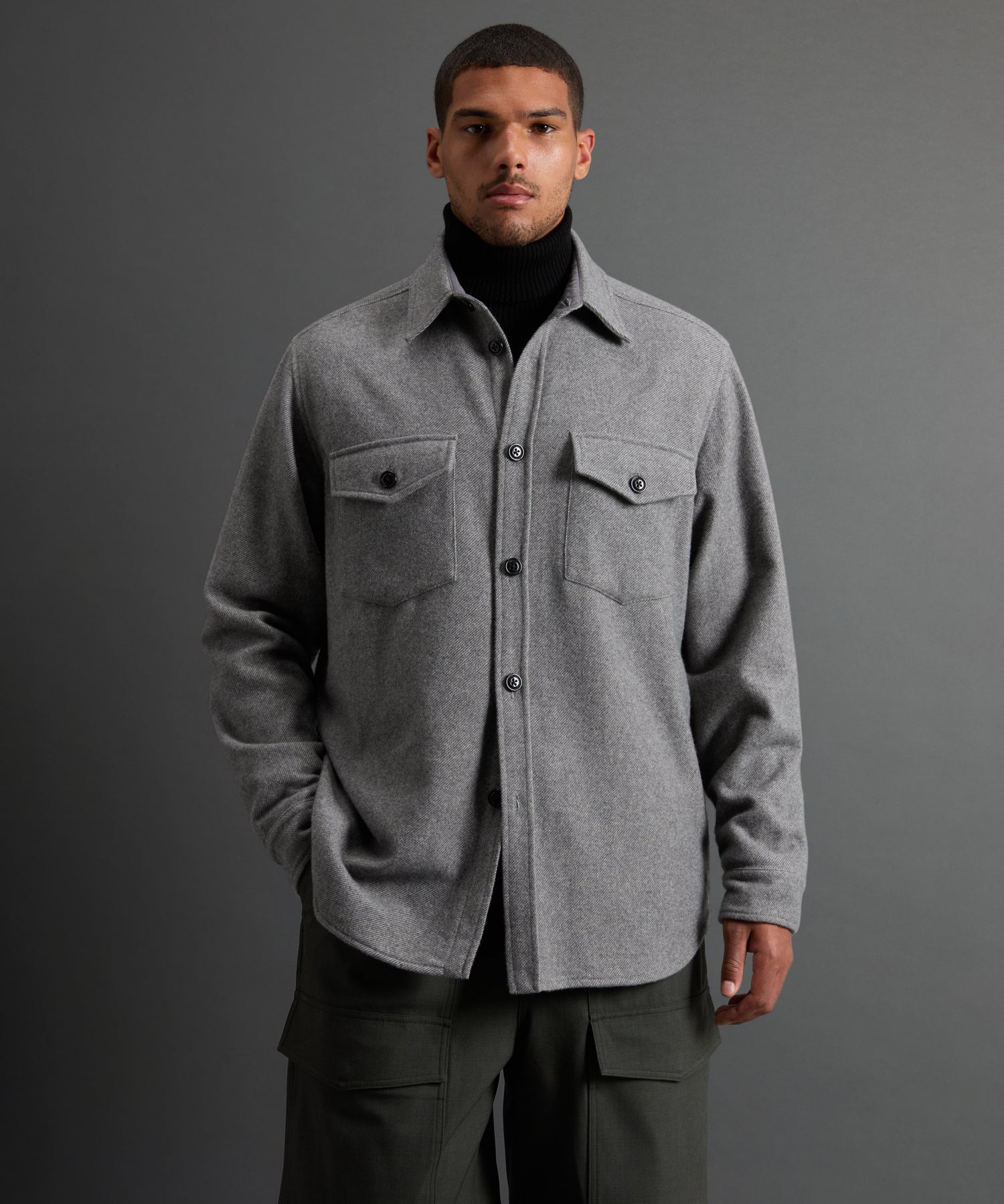Todd Snyder X Woolrich Cashmere Shirt Jacket in Grey - Image 2