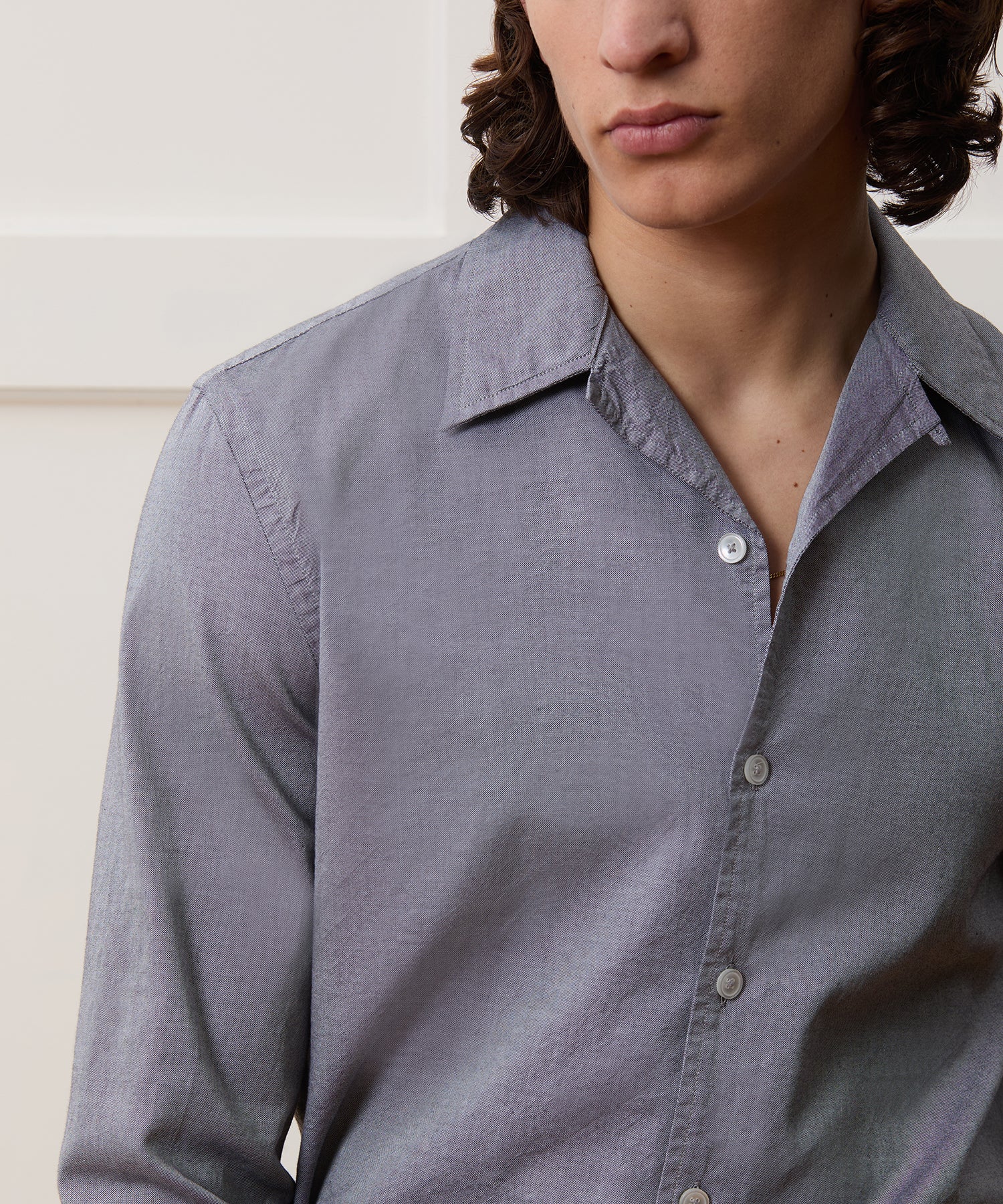 Cropped Cotton Oxford Camp Collar Shirt - Image 5