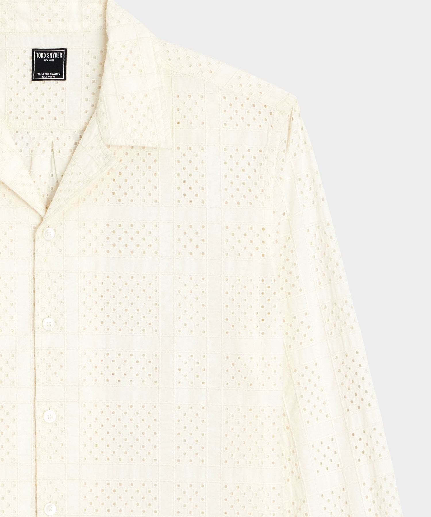 Cropped Embroidered Eyelet Camp Collar Shirt - Image 3