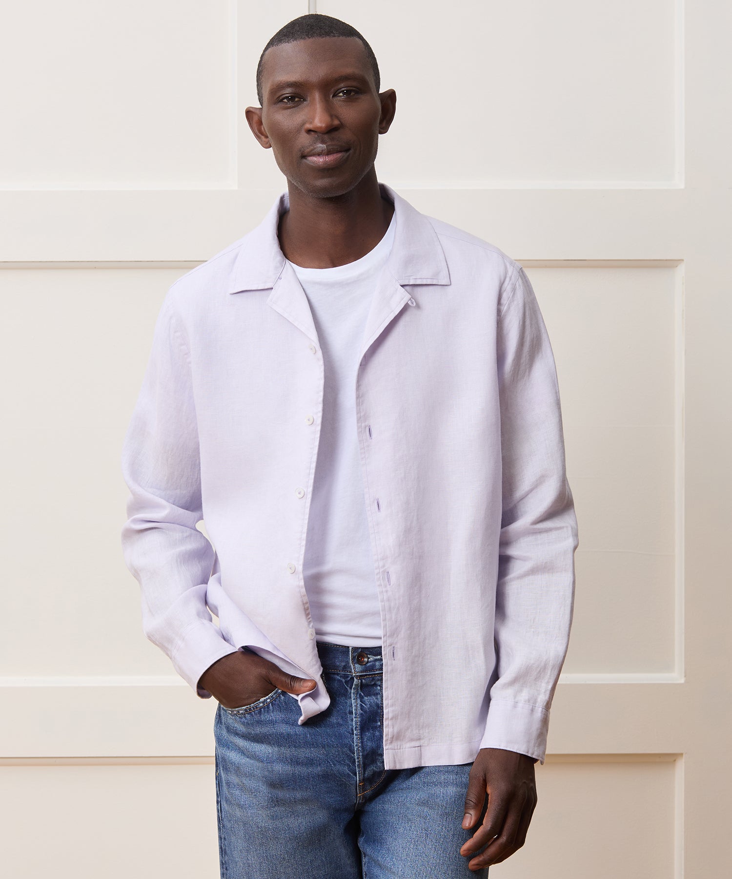 Cropped Sea Soft Irish Linen Camp Collar Shirt - Image 2