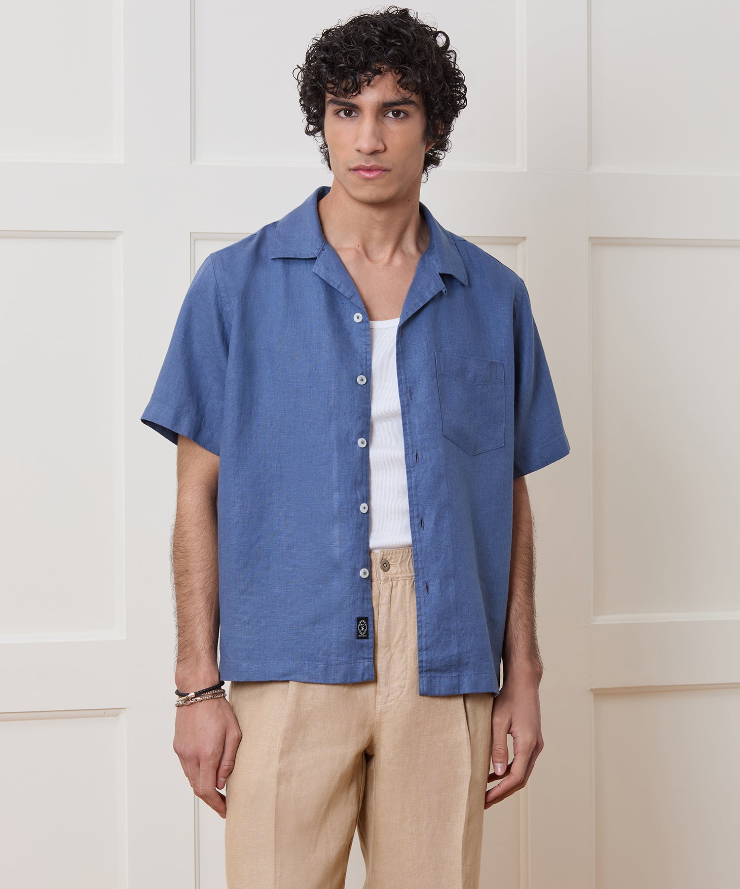 Cropped Sea Soft Irish Linen Camp Collar Shirt - Image 2