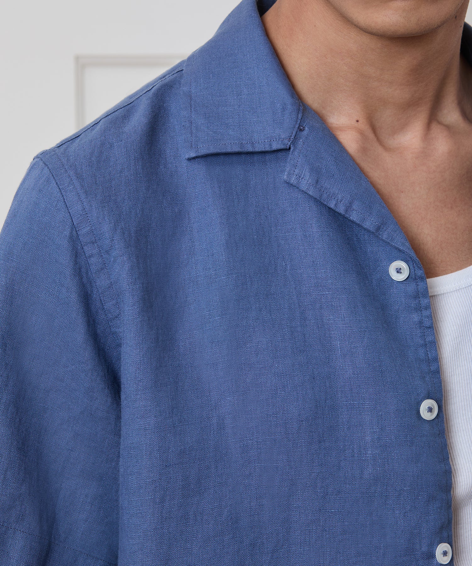 Cropped Sea Soft Irish Linen Camp Collar Shirt - Image 3
